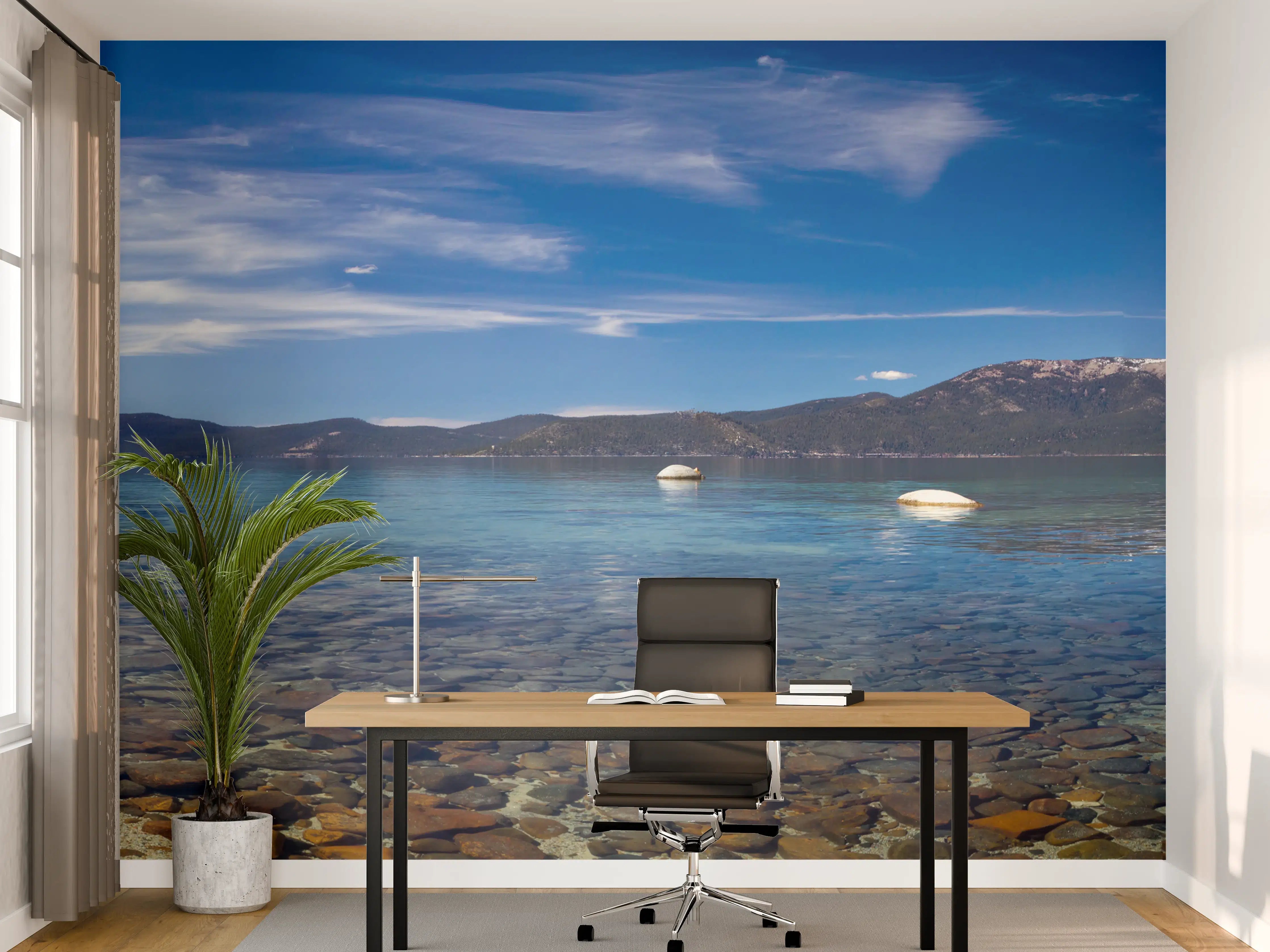 Büro Wandgestaltung - Bergsee unter blauem Himmel