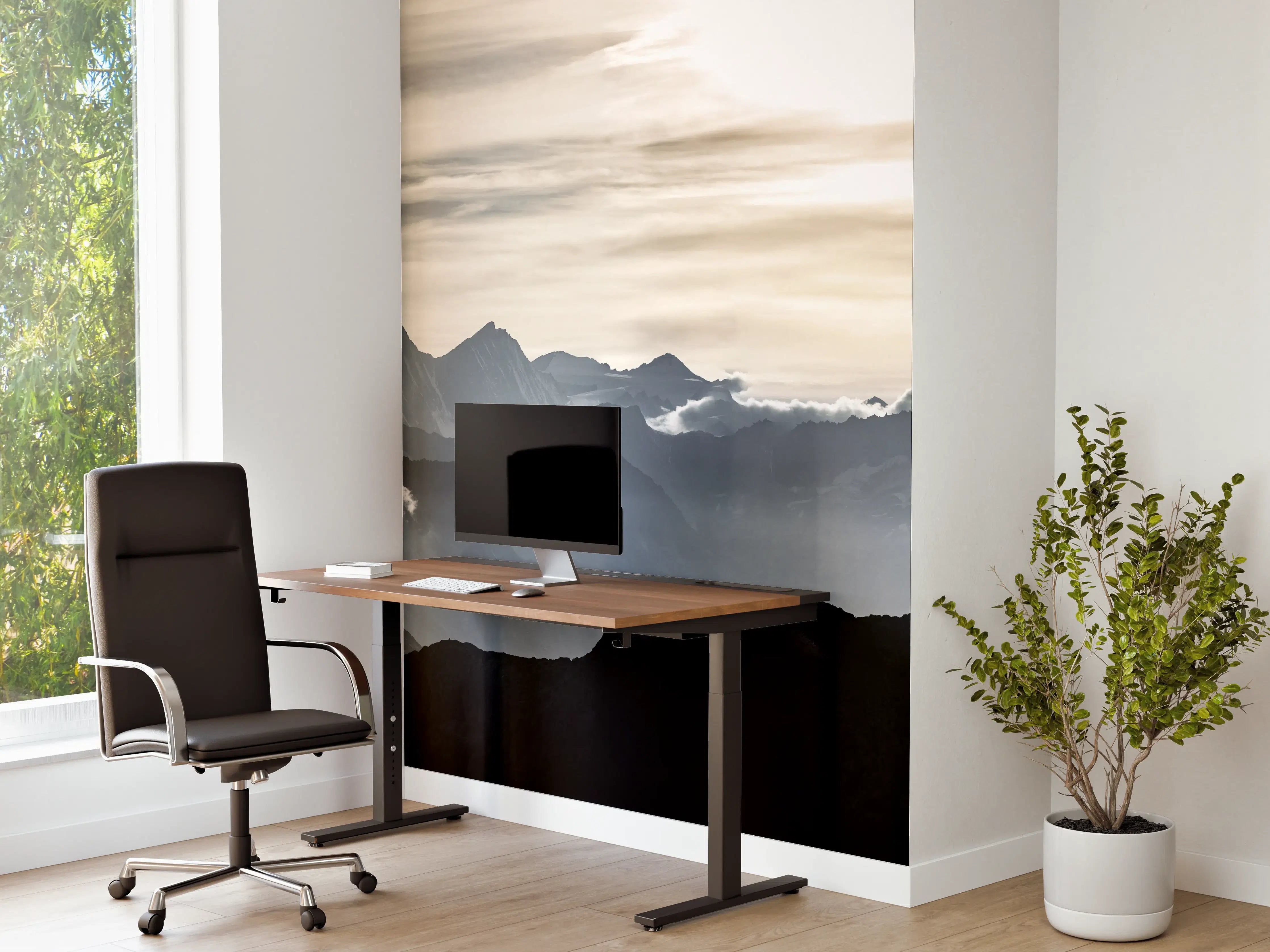 Büro Wandgestaltung - Bergsilhouette bei Sonnenuntergang