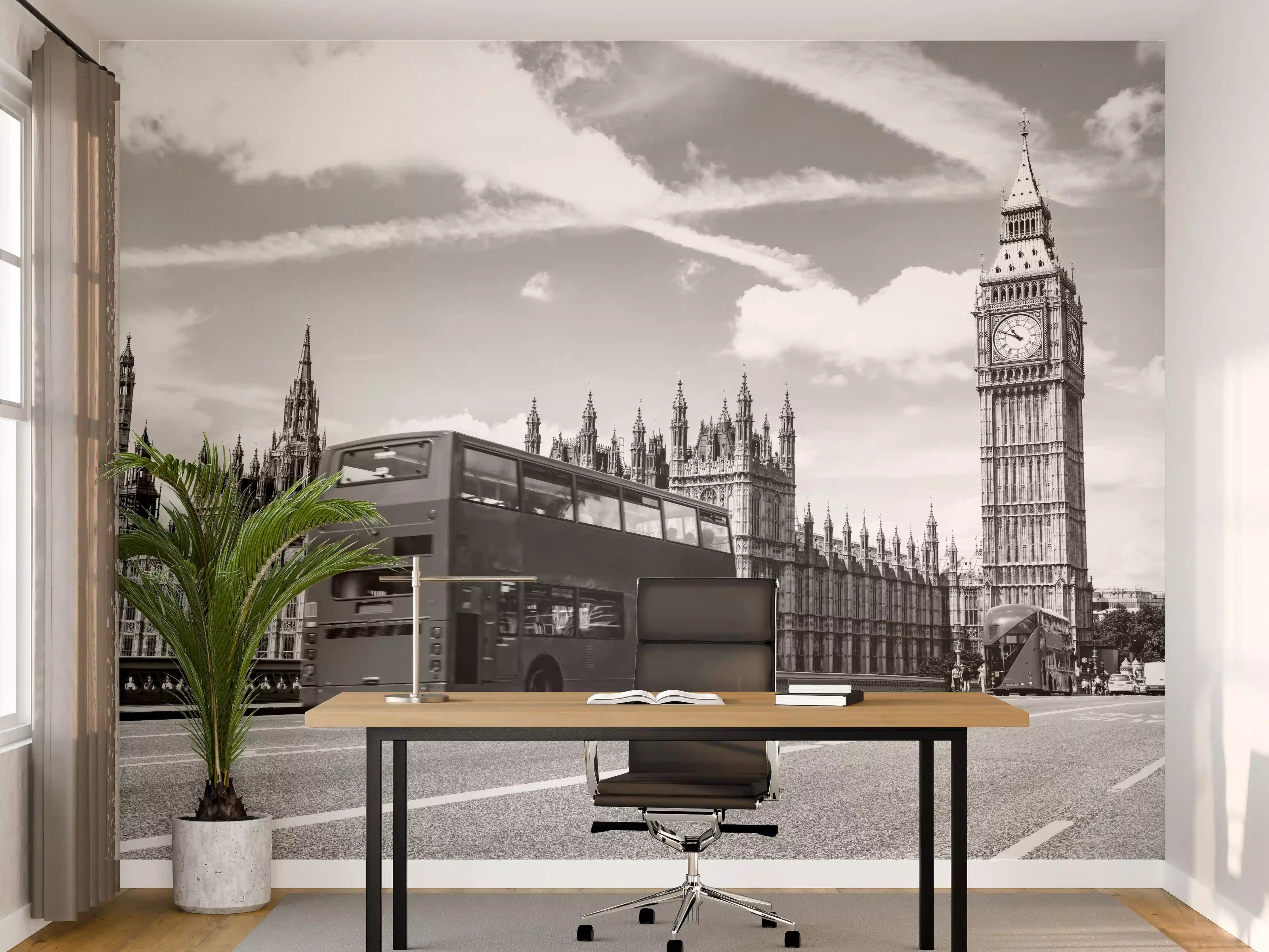Büro Wandgestaltung - Berühmtes London-Silhouette in Schwarz-Weiß