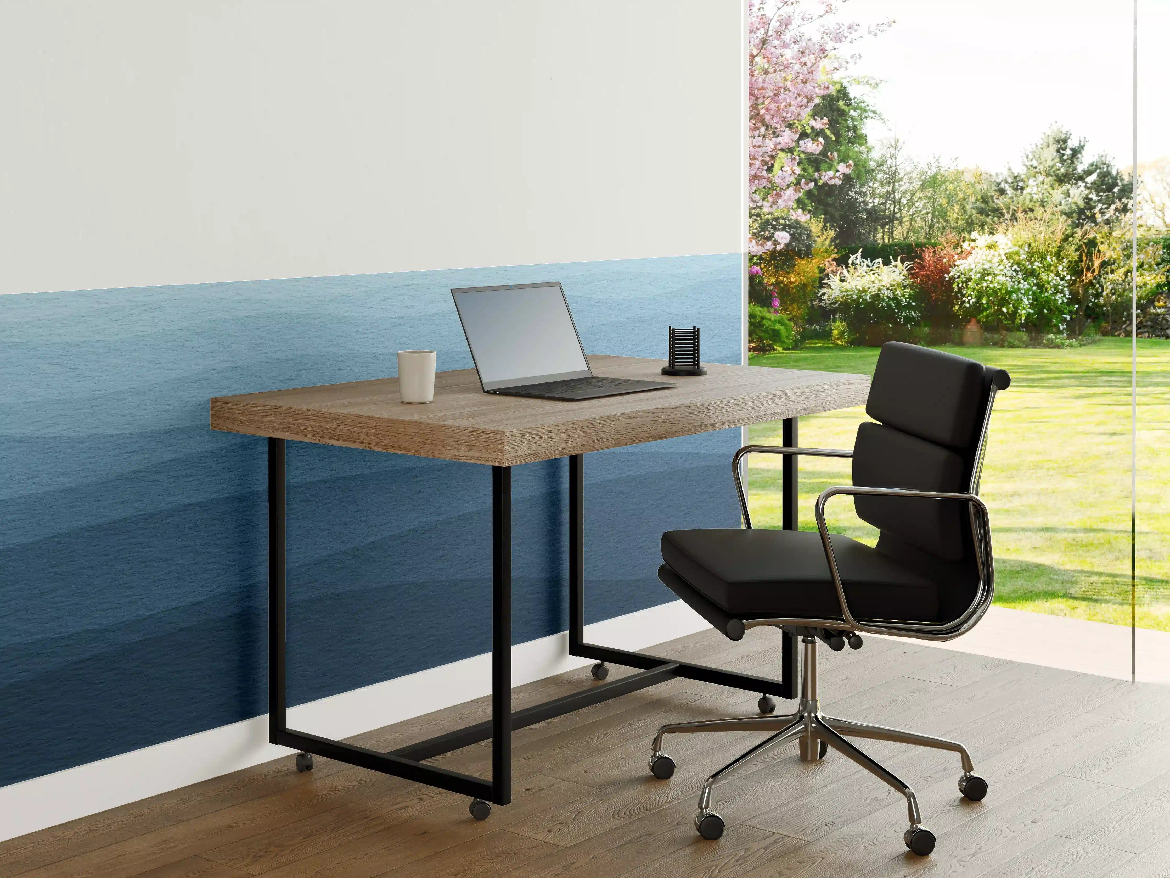 Büro Wandgestaltung - Beruhigende Blau-Gradient-Wellen-Textur
