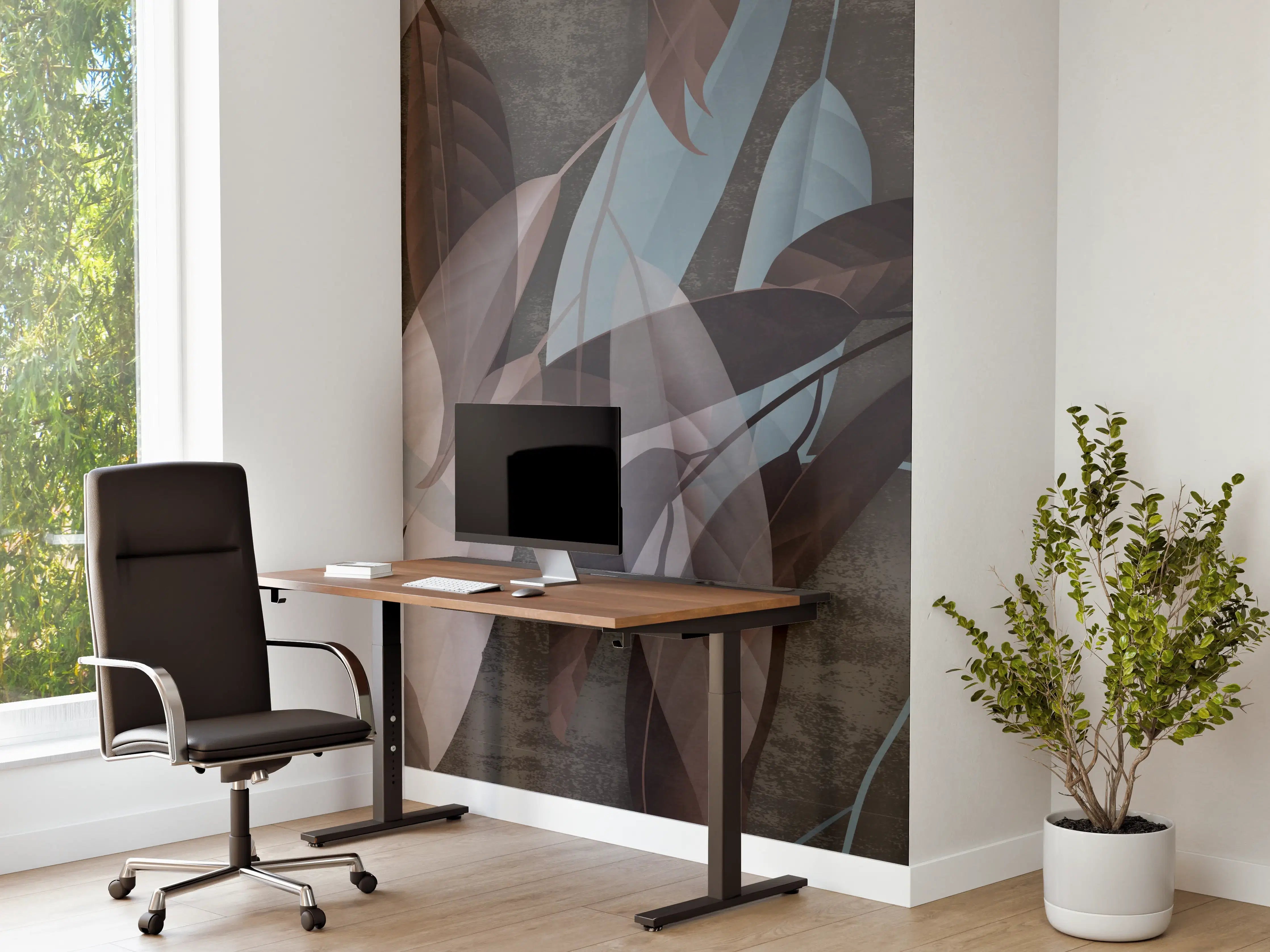 Büro Wandgestaltung - Beton Tapete Herbstlaub