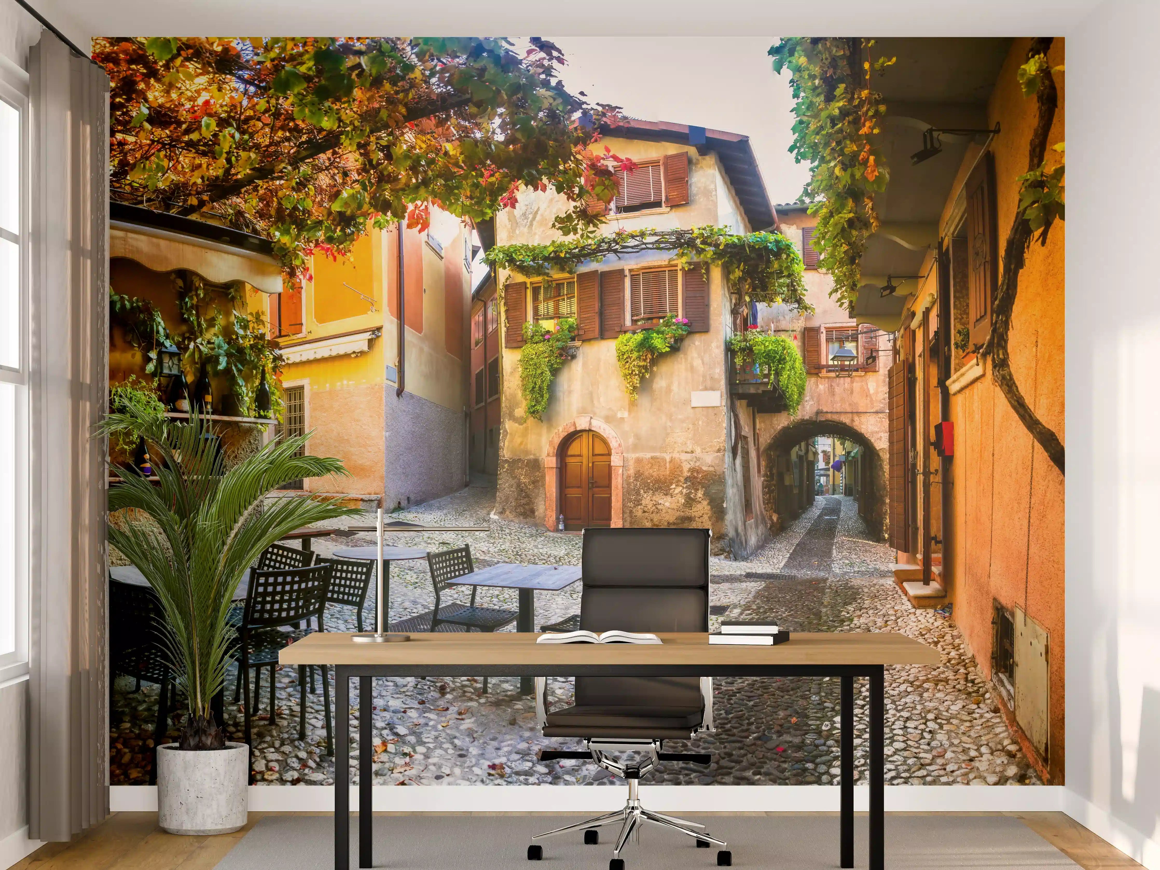 Büro Wandgestaltung - Bezaubernde alte Gasse in Malcesine