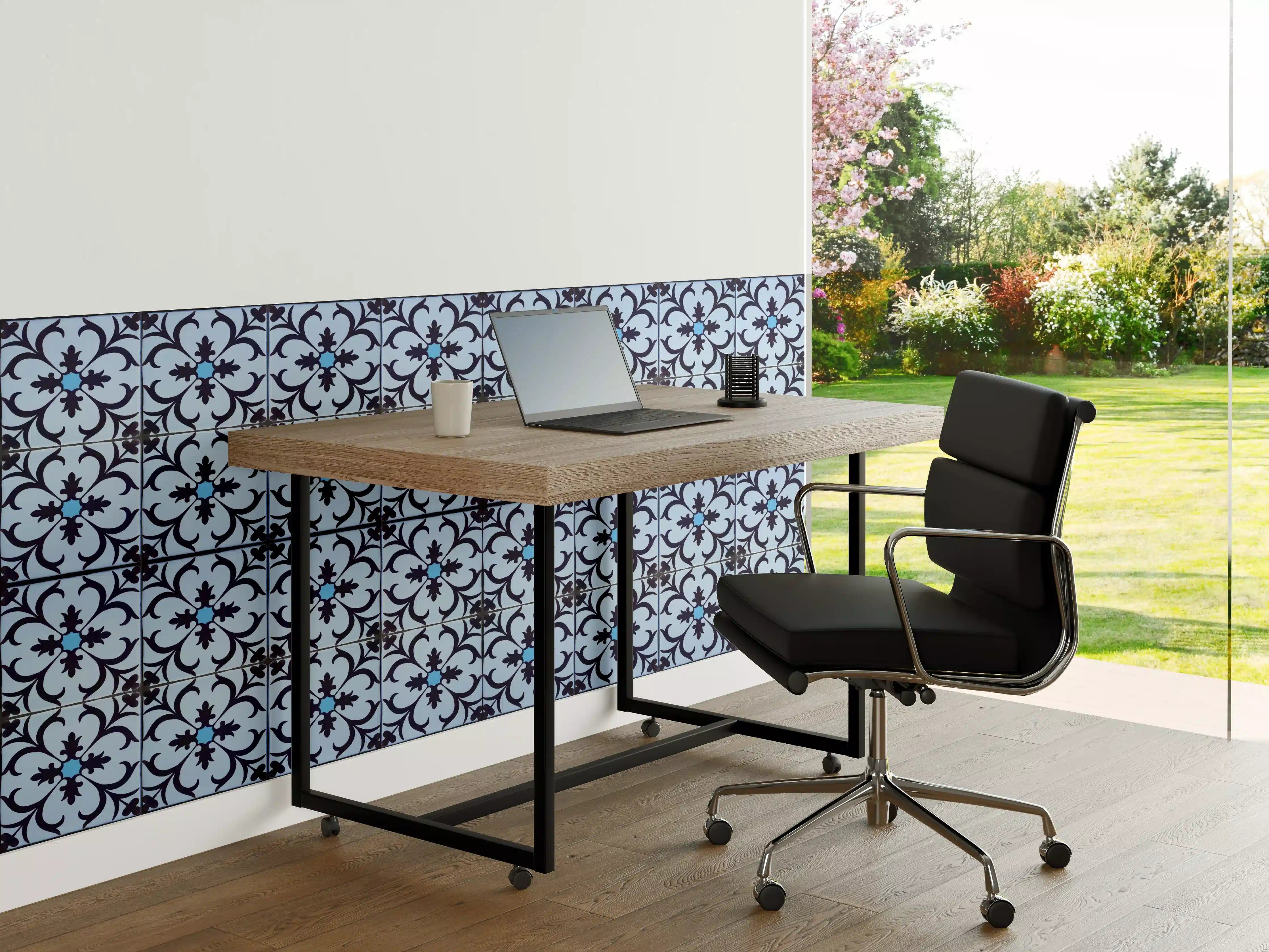 Büro Wandgestaltung - Bläulich traditionelles Mosaik Motiv