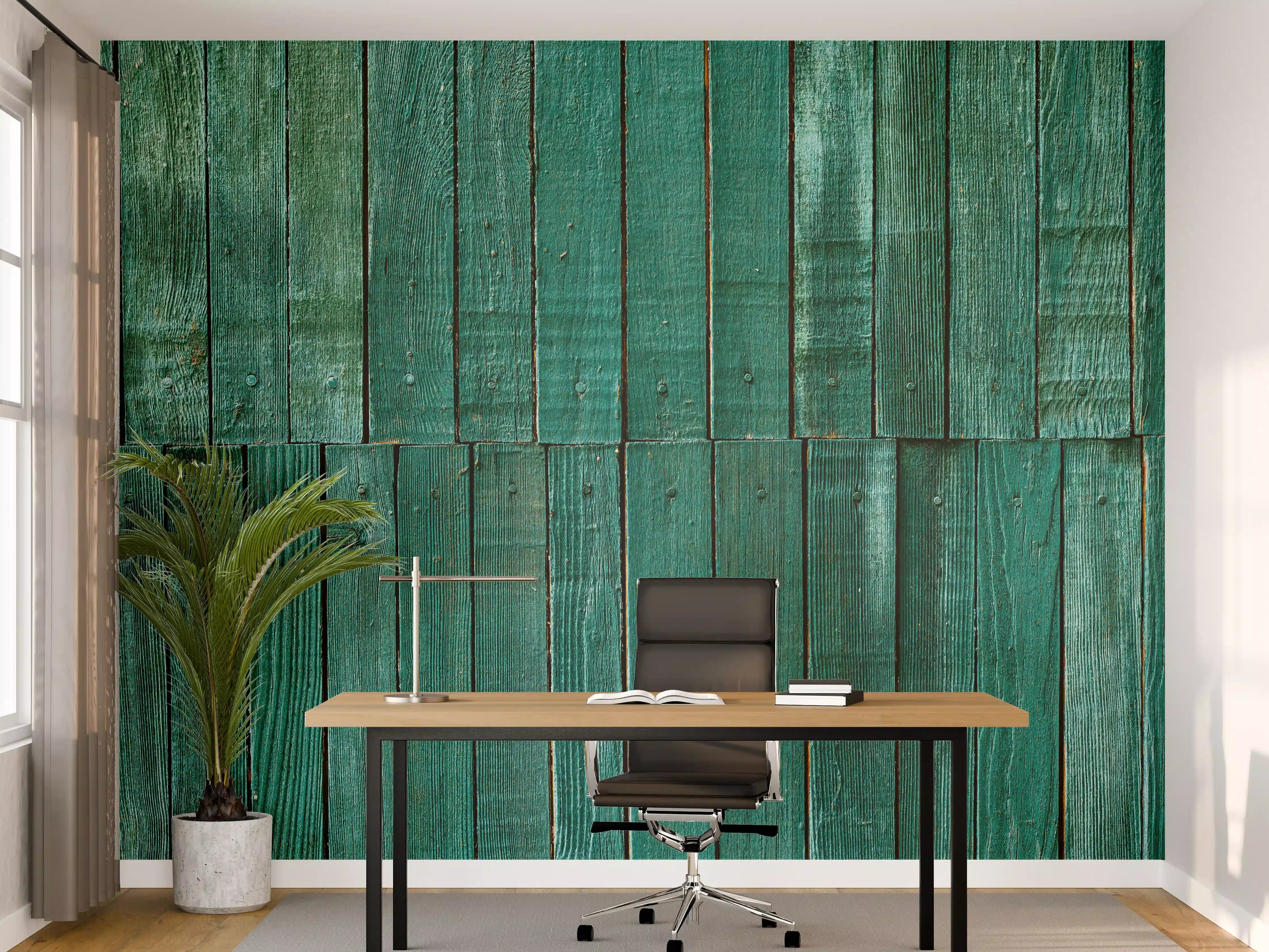 Büro Wandgestaltung - Bläuliche Holzbretter