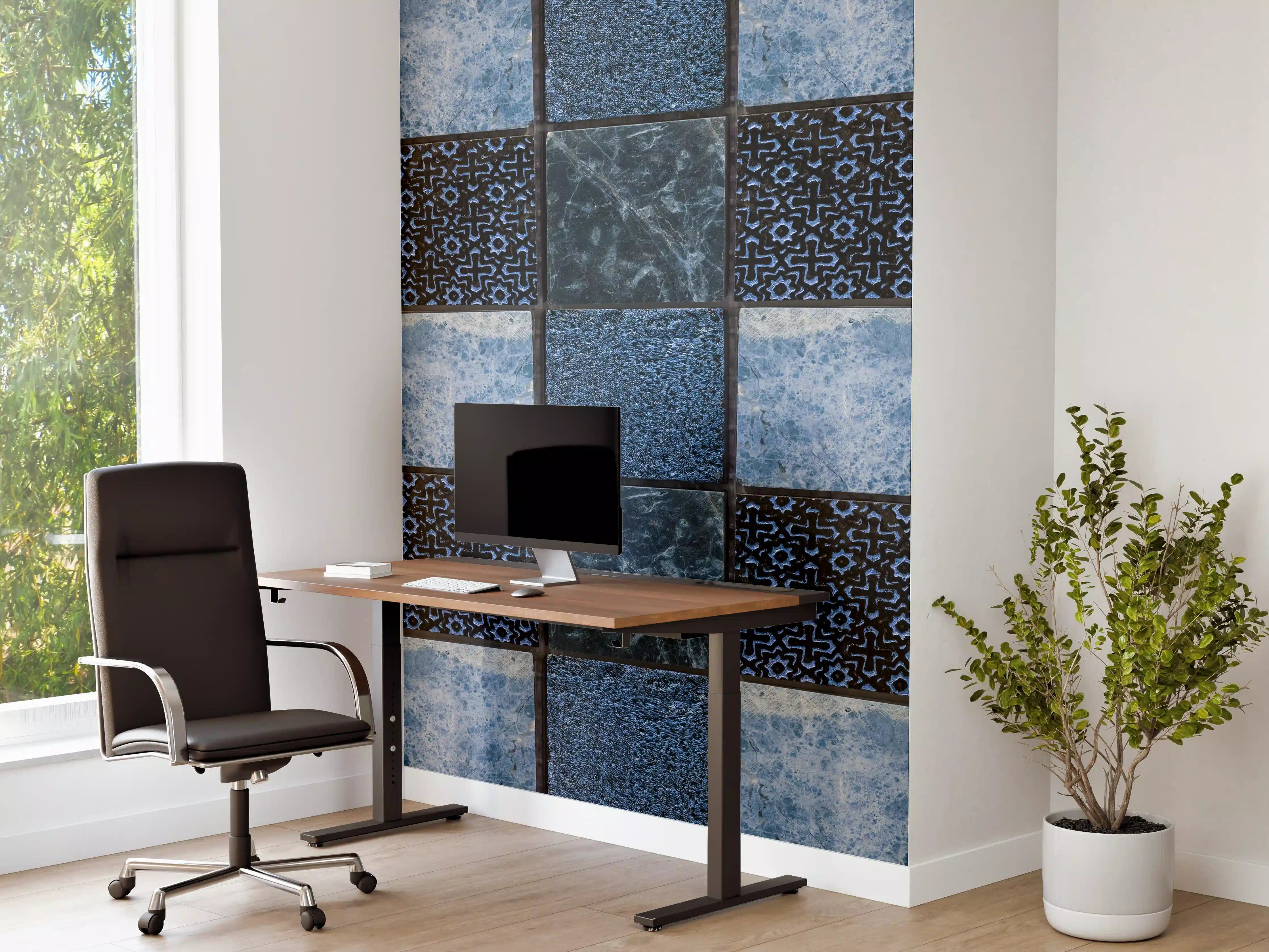Büro Wandgestaltung - Bläuliche quadratische Mosaiktextur