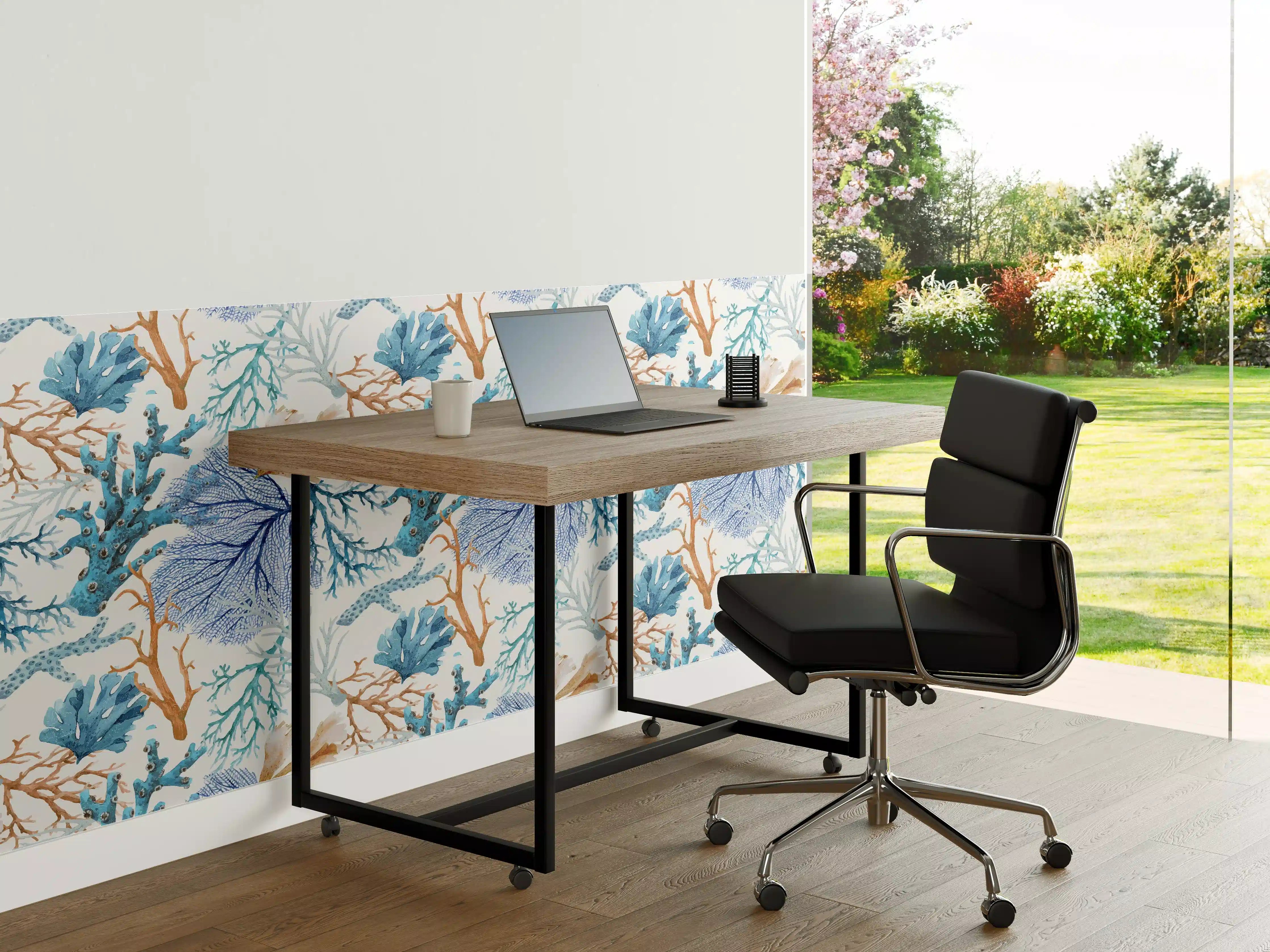 Büro Wandgestaltung - Blau-Beige Korallenmuster
