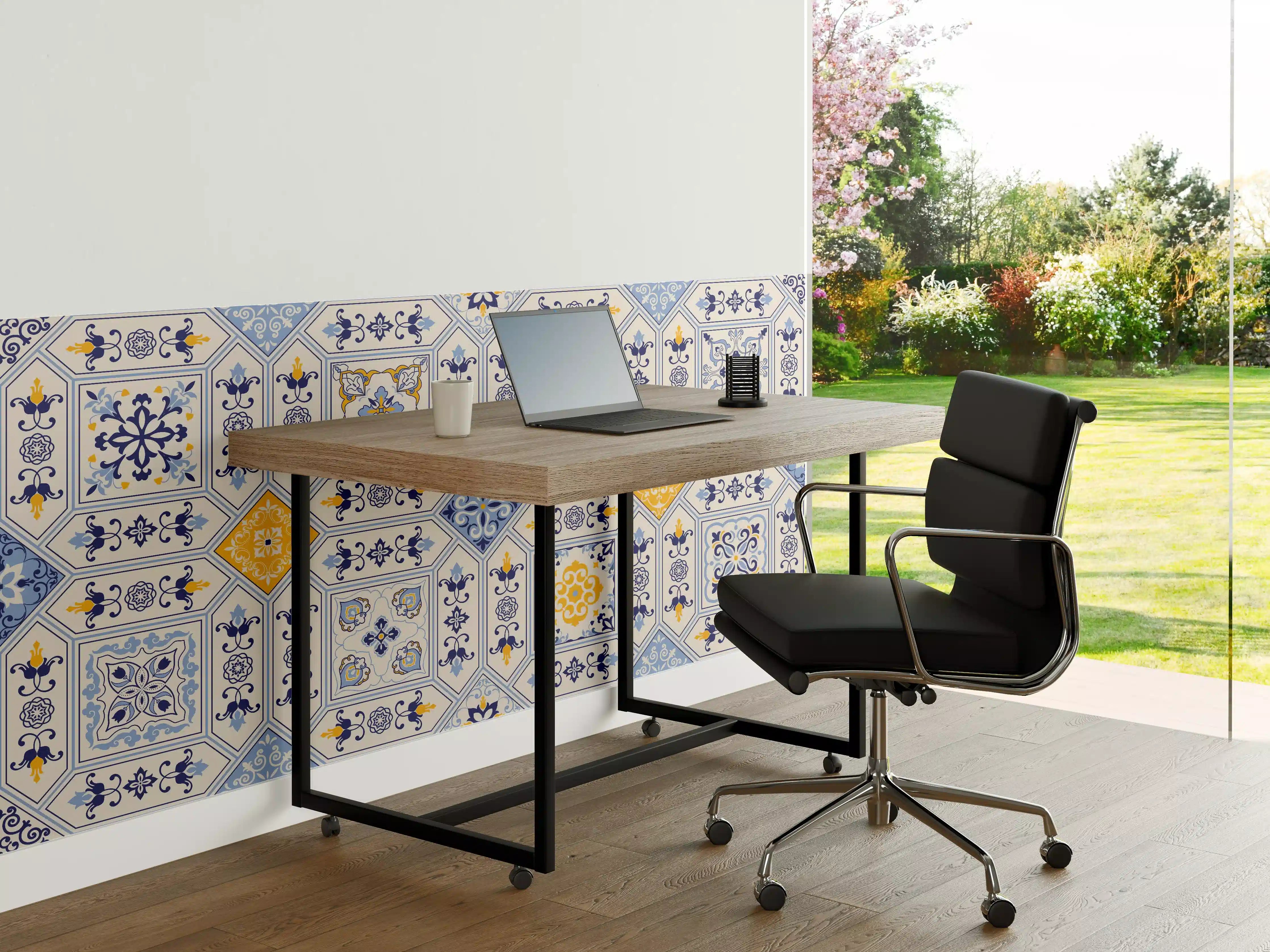 Büro Wandgestaltung - Blau-Gelbe Fliesenmuster