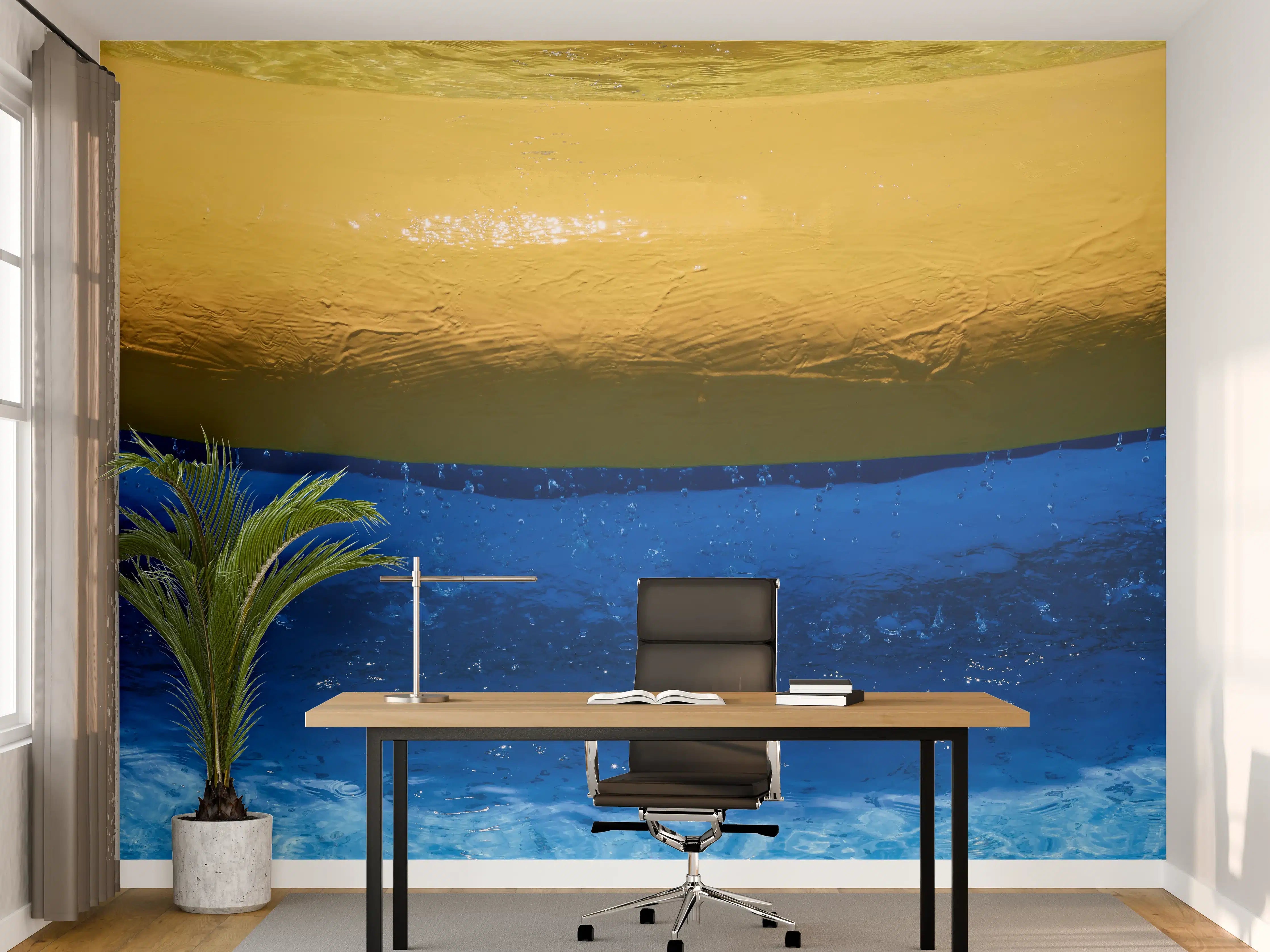 Büro Wandgestaltung - Blau-Gelbes Pool-Design