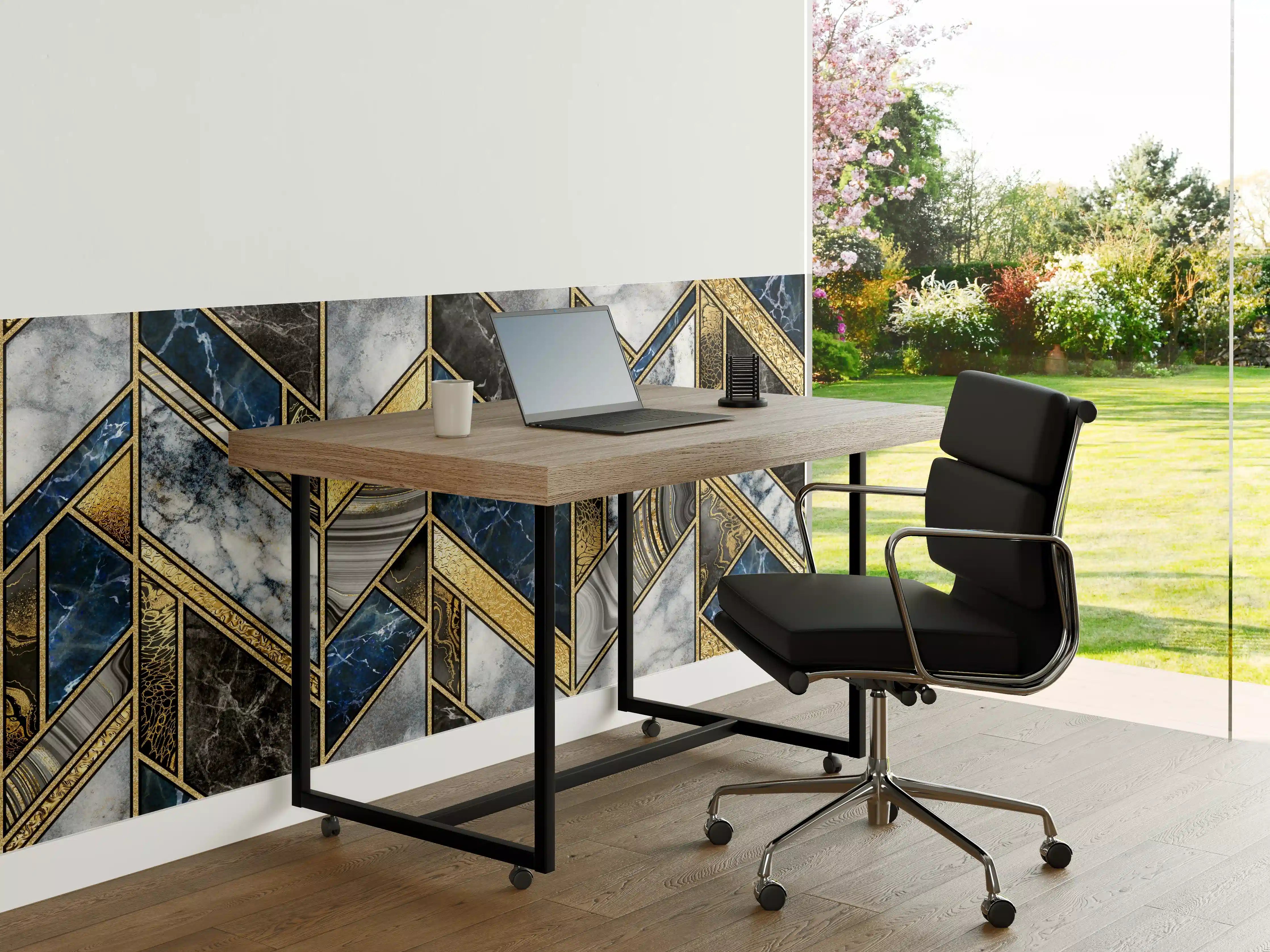 Büro Wandgestaltung - Blau-Goldenes Art-Deco-Mosaik