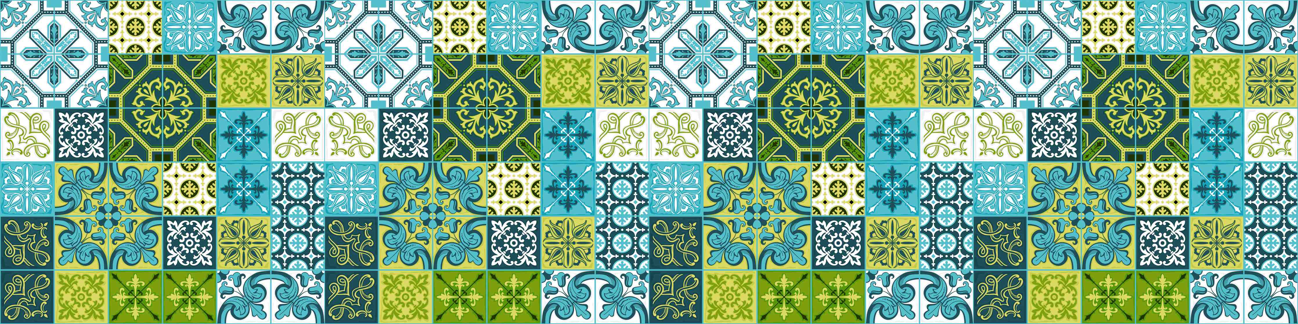 Büro Wandgestaltung-Blau-Grüne Deko-Fliesen