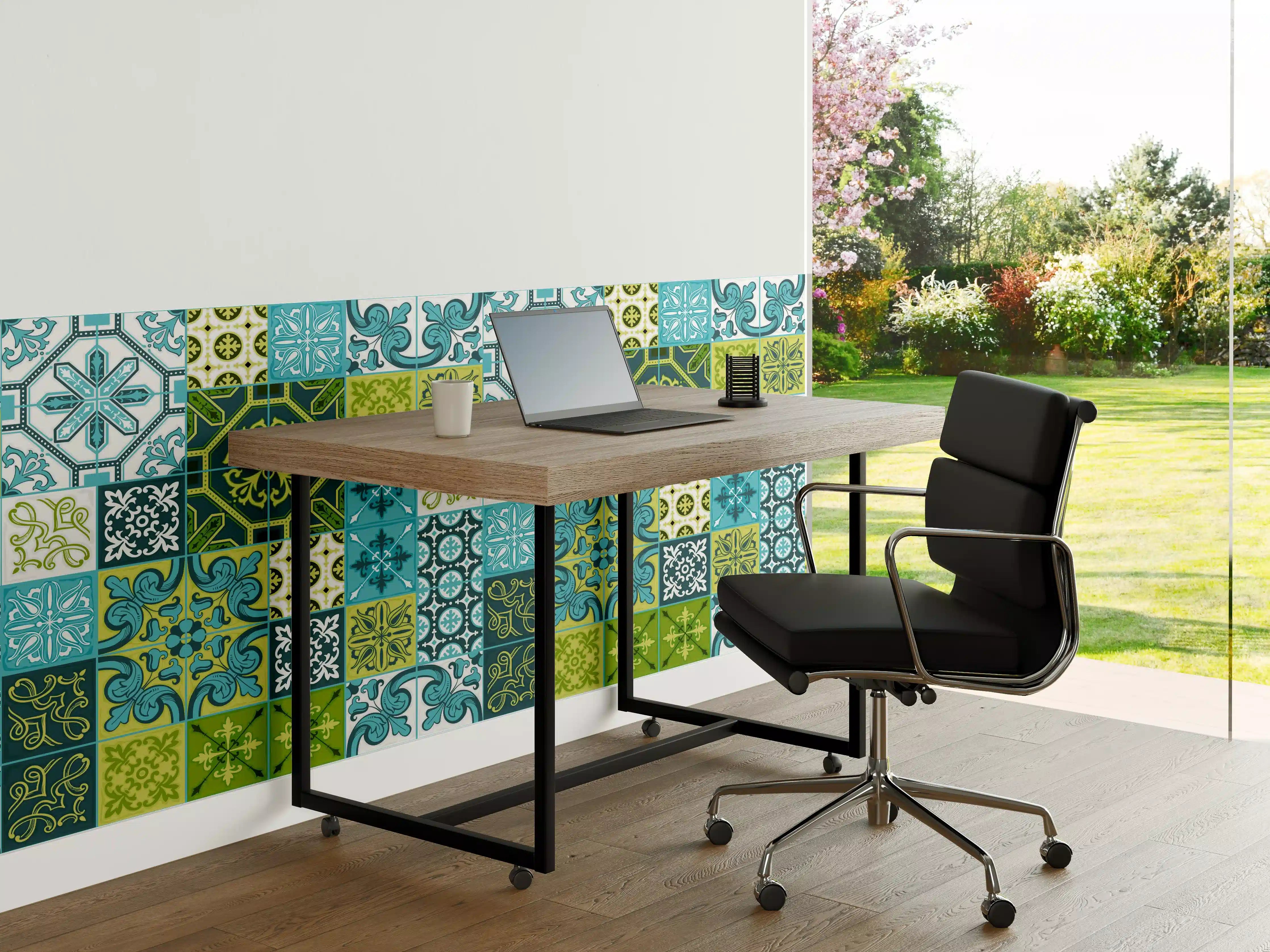 Büro Wandgestaltung - Blau-Grüne Deko-Fliesen