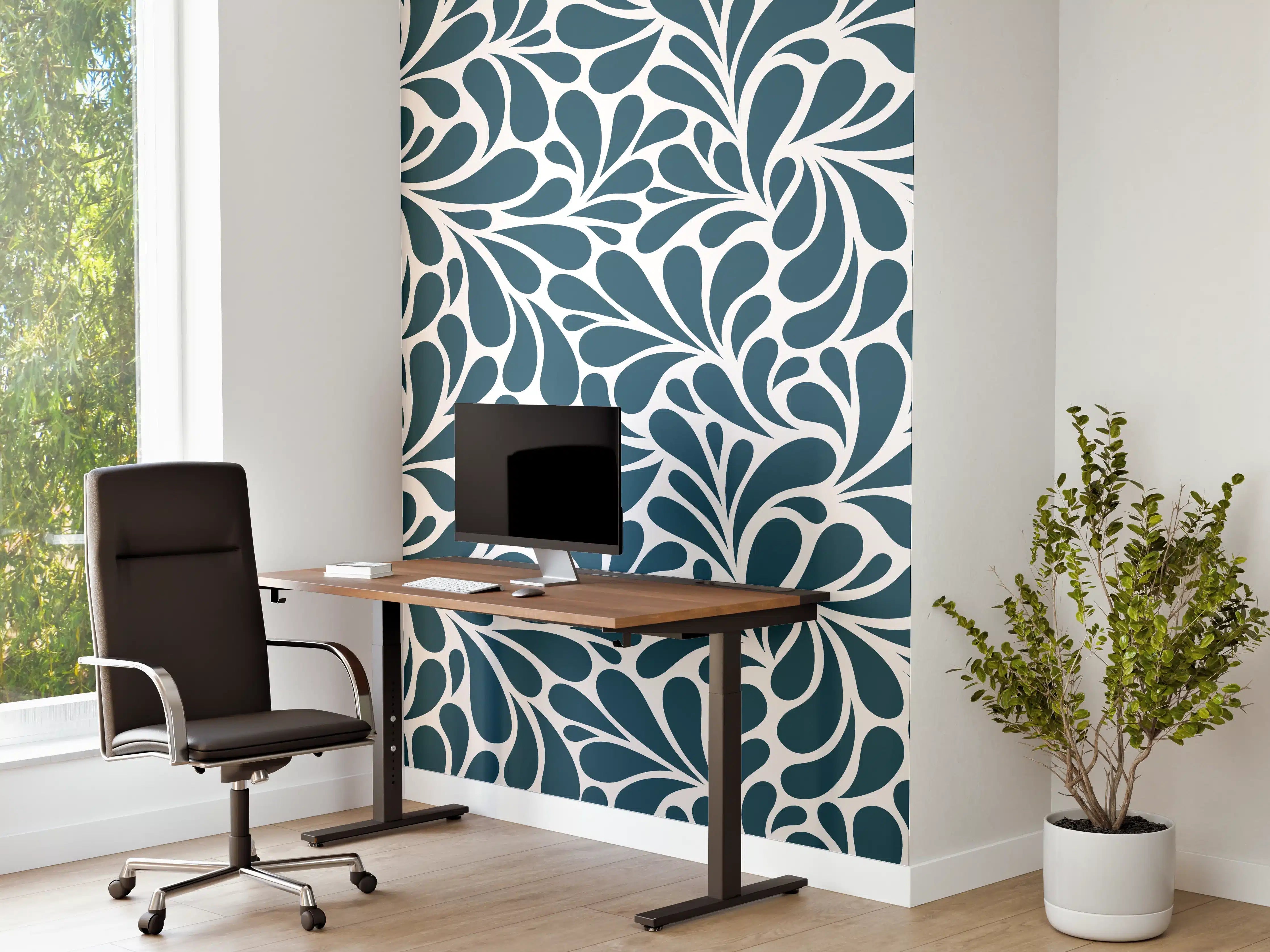Büro Wandgestaltung - Blau Petrolio - Elegante Wandgestaltung