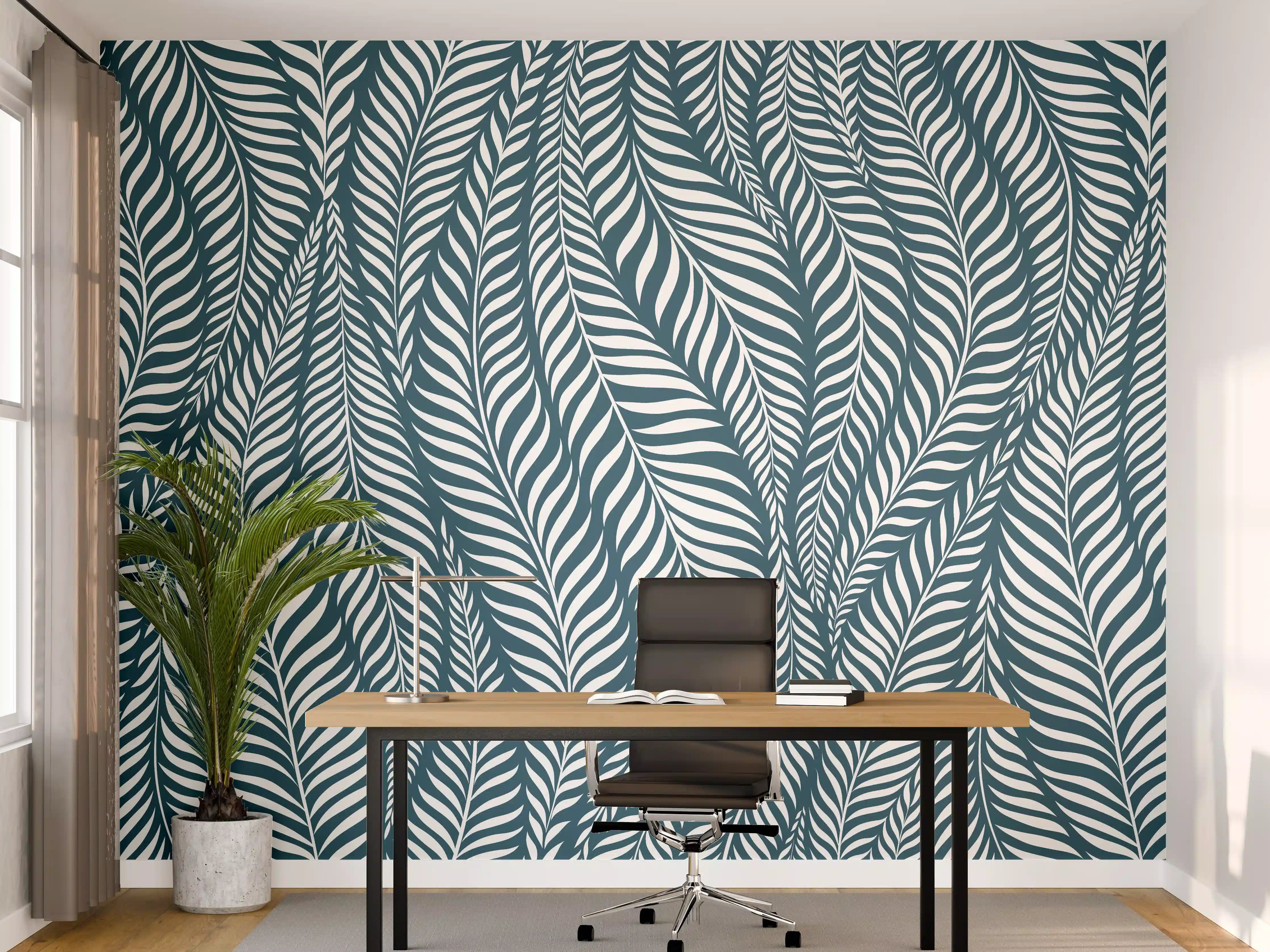 Büro Wandgestaltung - Blau Petrolio Wellen-Design