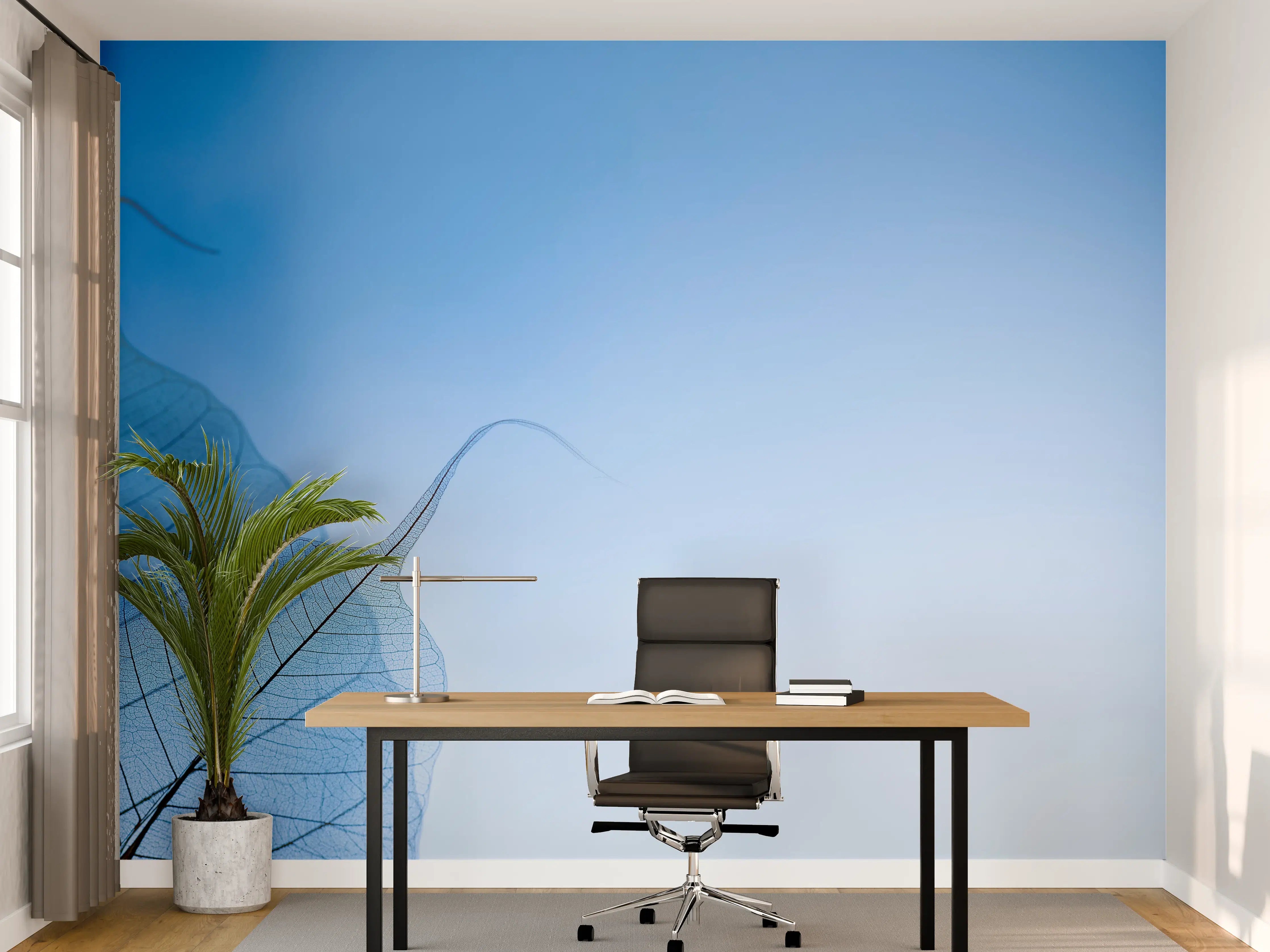 Büro Wandgestaltung - Blau-Veined Transparentes Blattbild