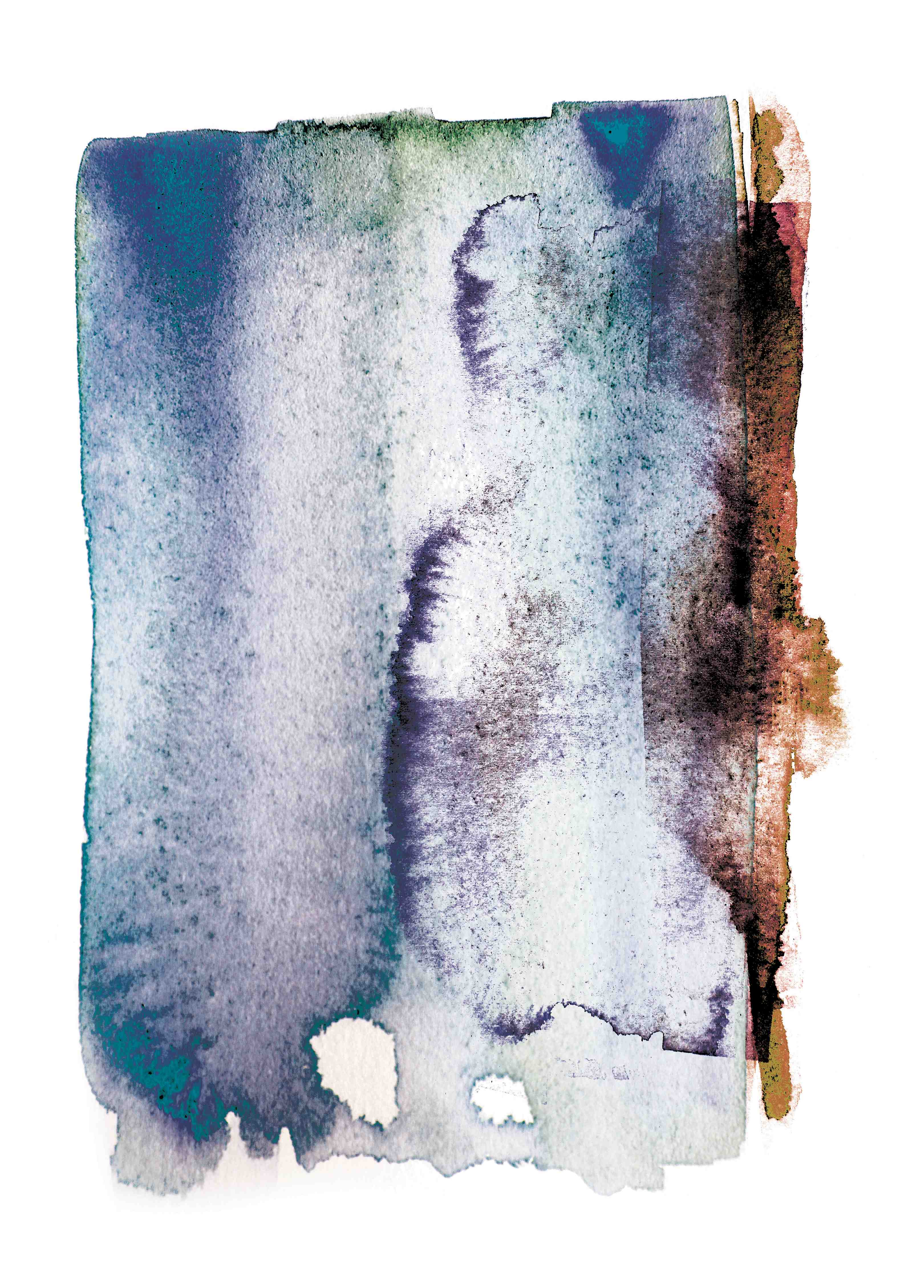 Büro Wandgestaltung-Blau-Weiß Aquarell Kunst
