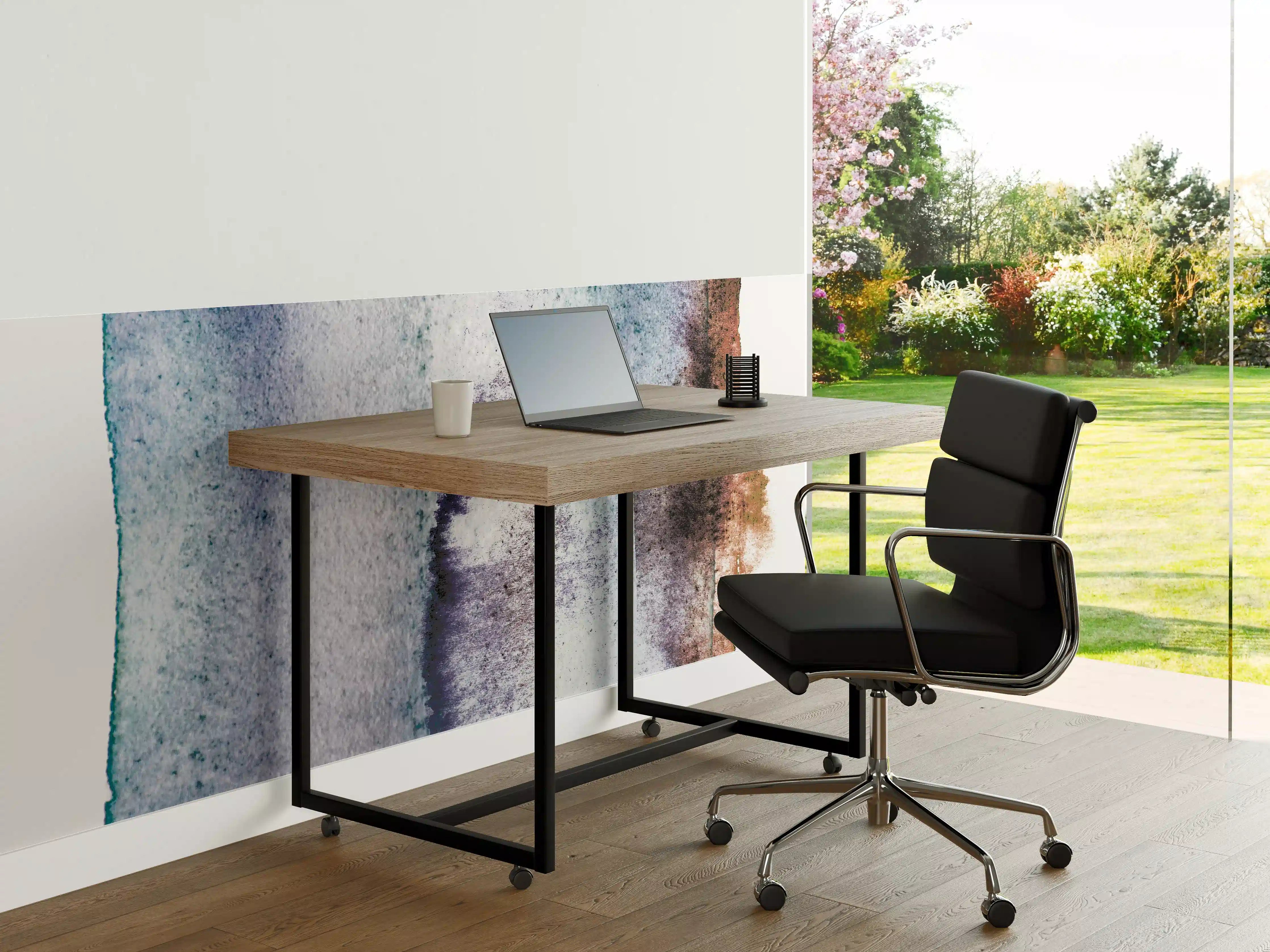 Büro Wandgestaltung - Blau-Weiß Aquarell Kunst