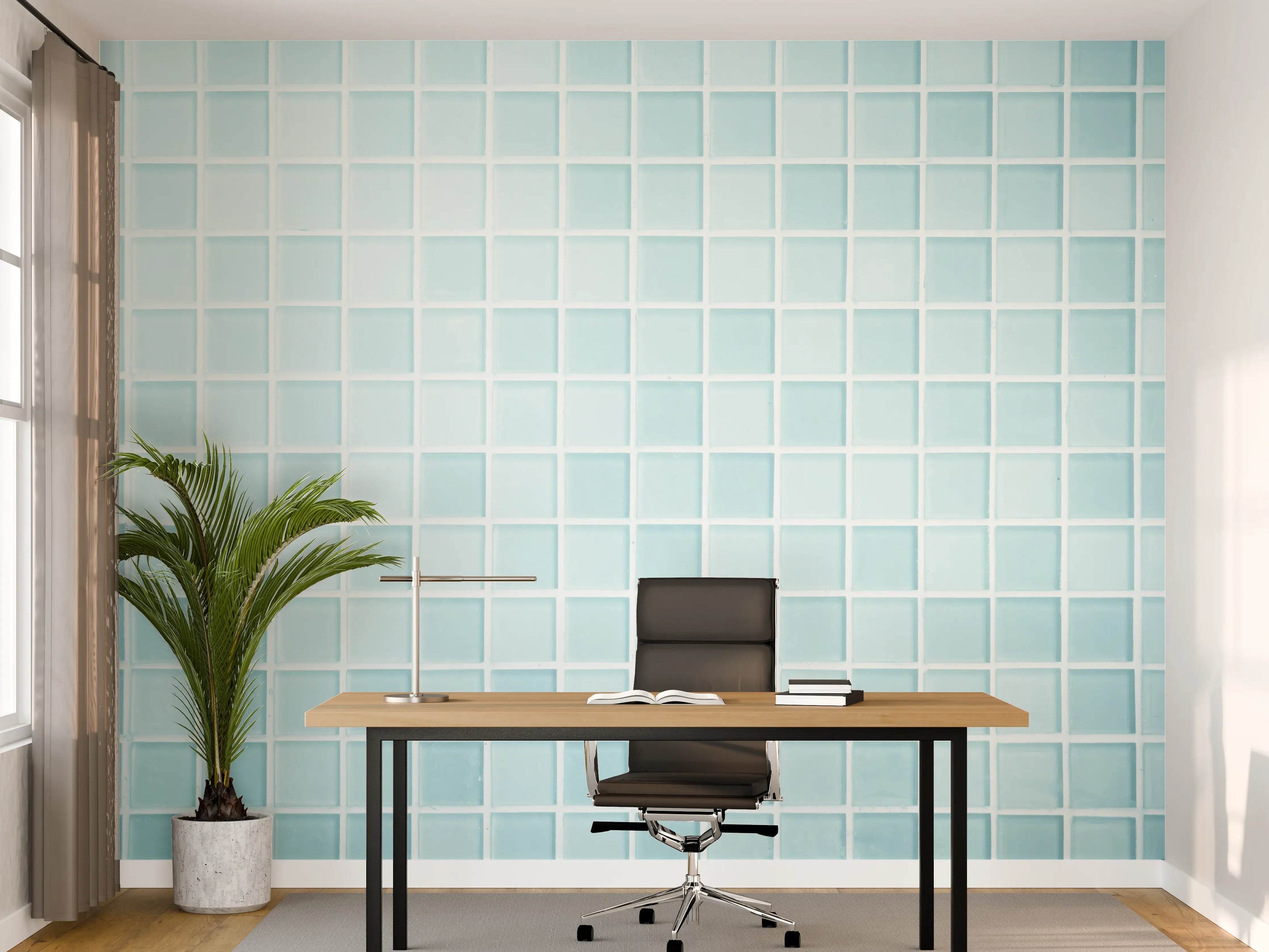 Büro Wandgestaltung - Blau-Weiße Keramikfliesen