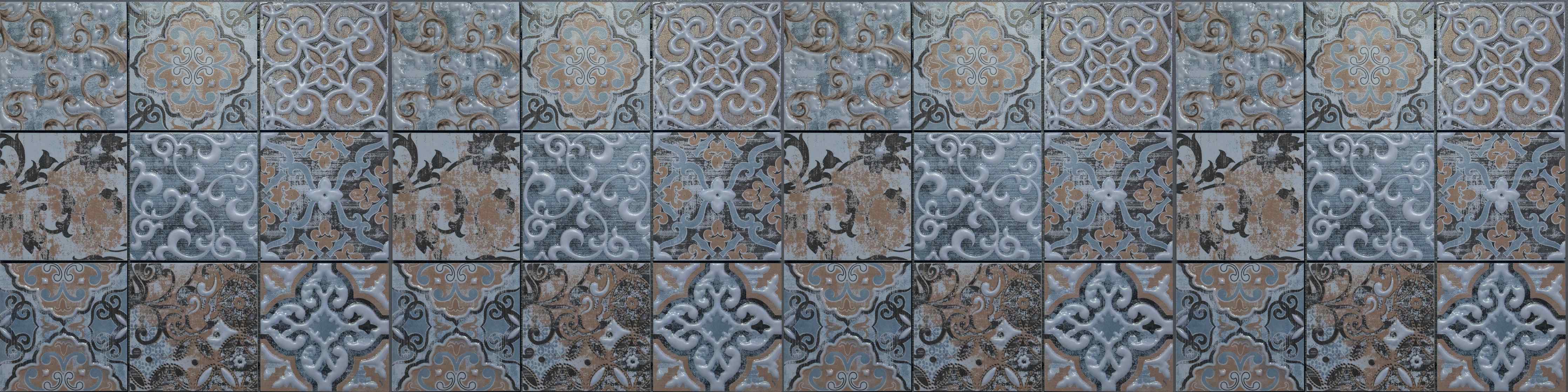 Büro Wandgestaltung-Blau geometrische Mosaik Fliesen