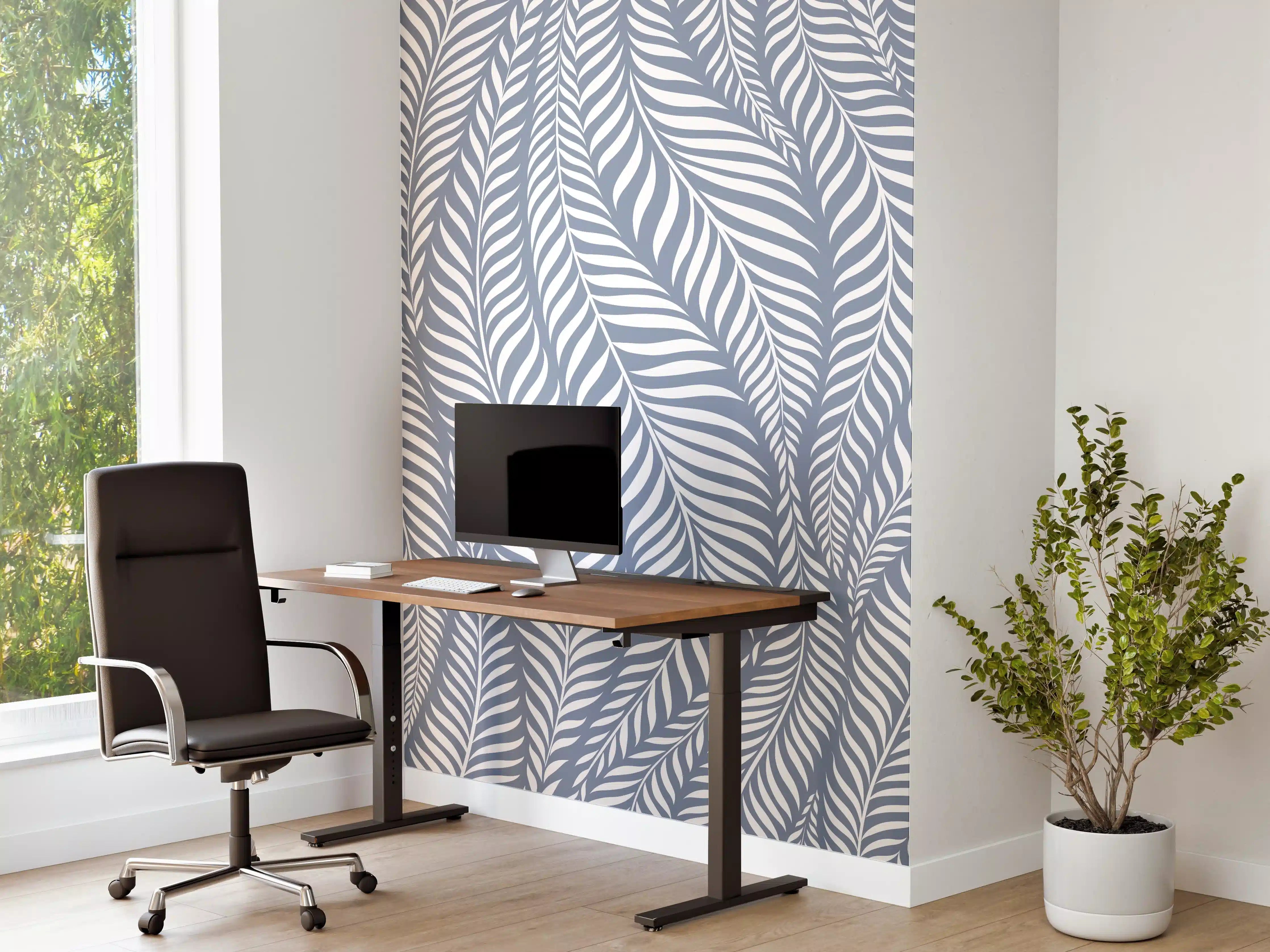 Büro Wandgestaltung - Blau-weiße Wellenmuster-Textur