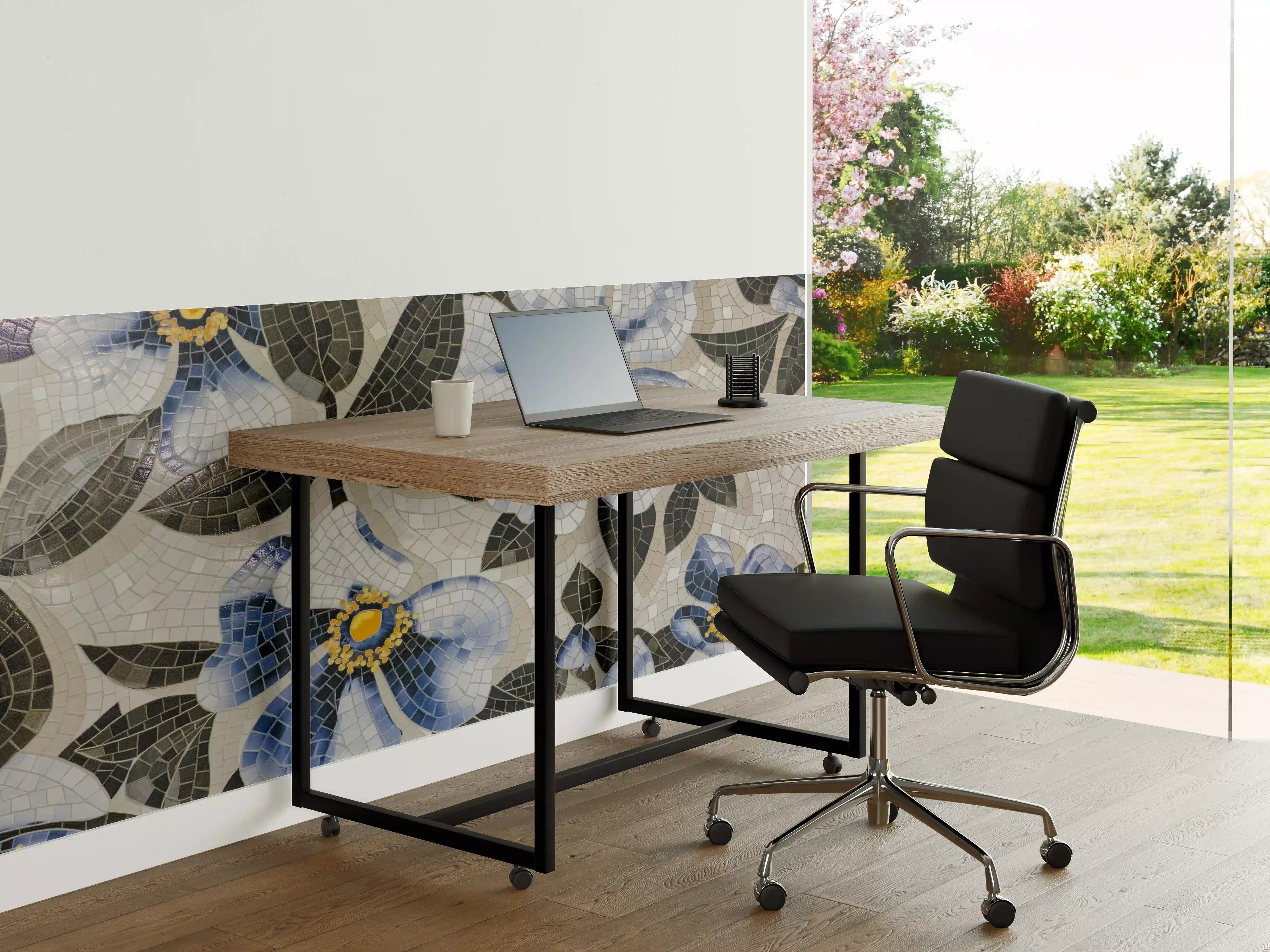 Büro Wandgestaltung - Blaue Blumen Mosaikfliesen