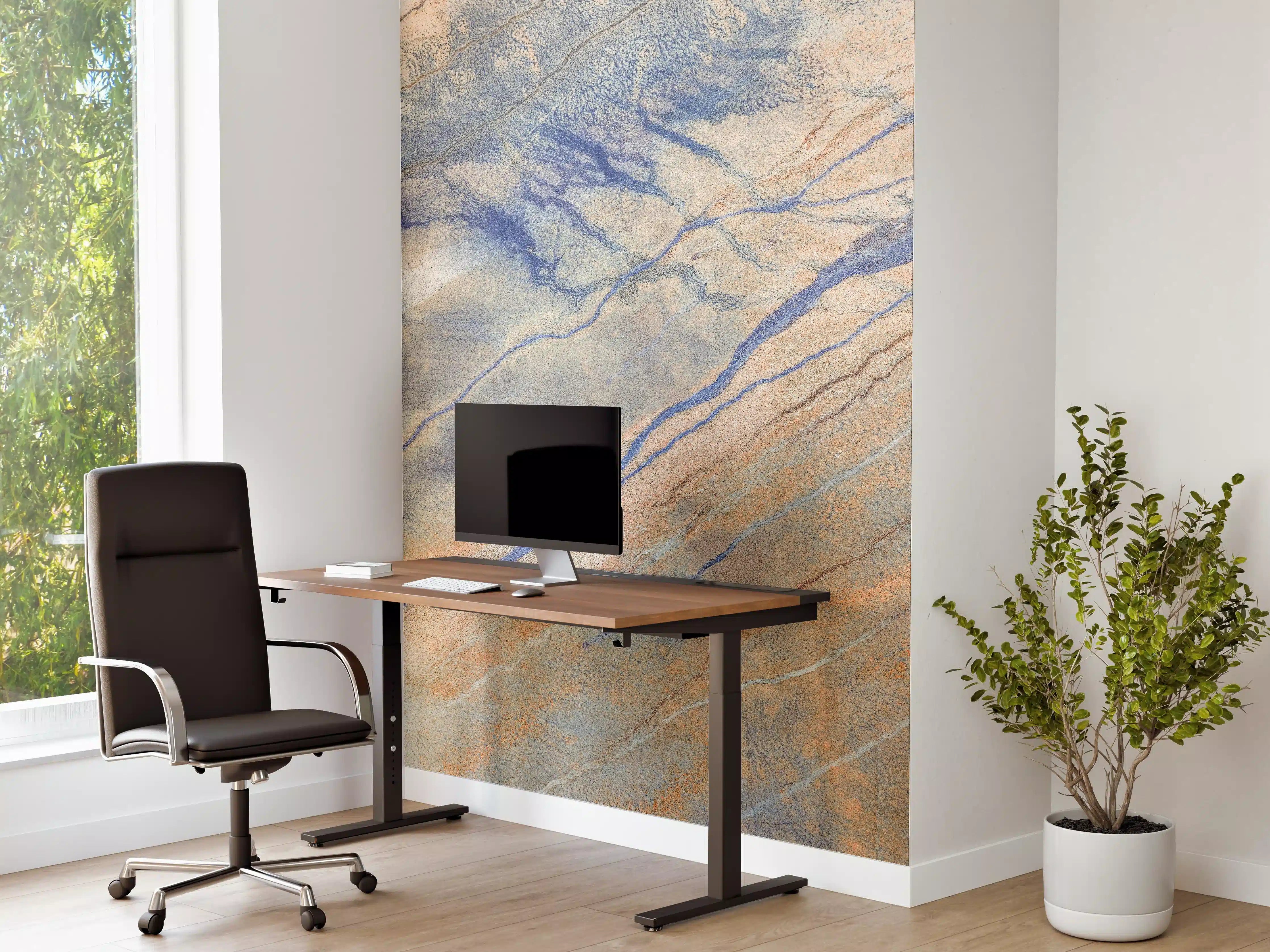 Büro Wandgestaltung - Blaue Flusslandschaft aus der Luft