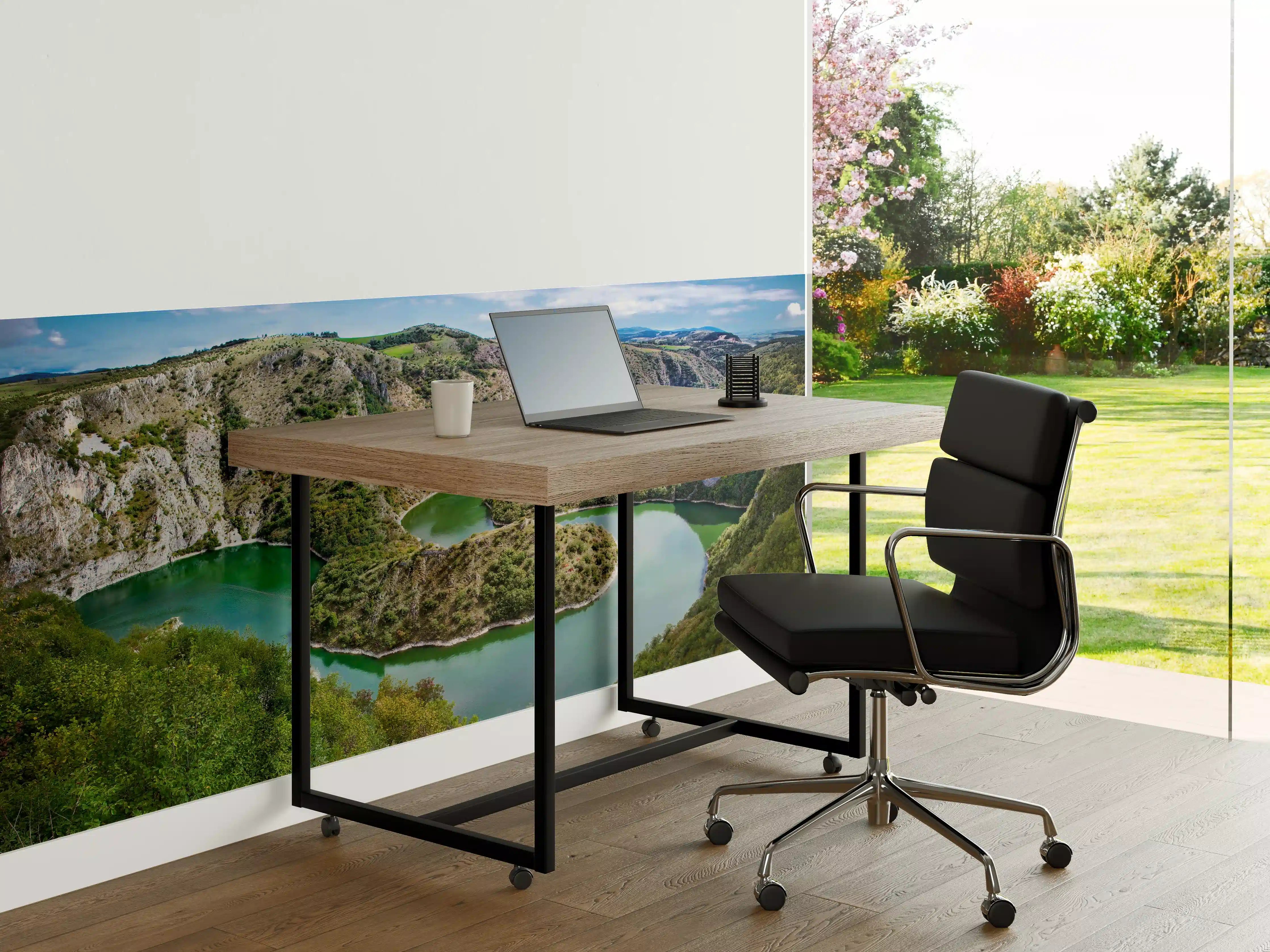 Büro Wandgestaltung - Blaue Flusslandschaft mit grünen Hügeln
