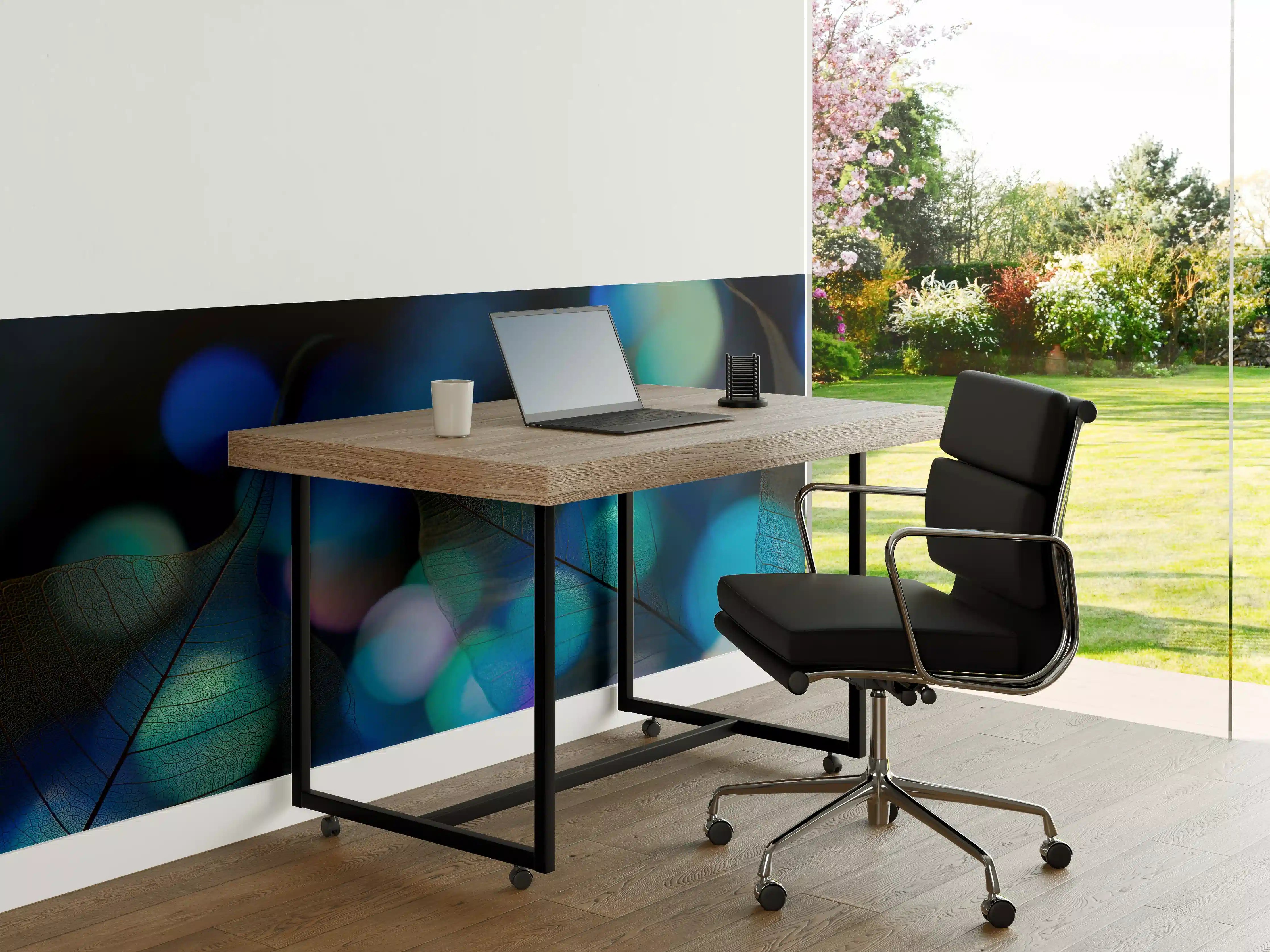 Büro Wandgestaltung - Blaue Lichter im Bokeh-Stil