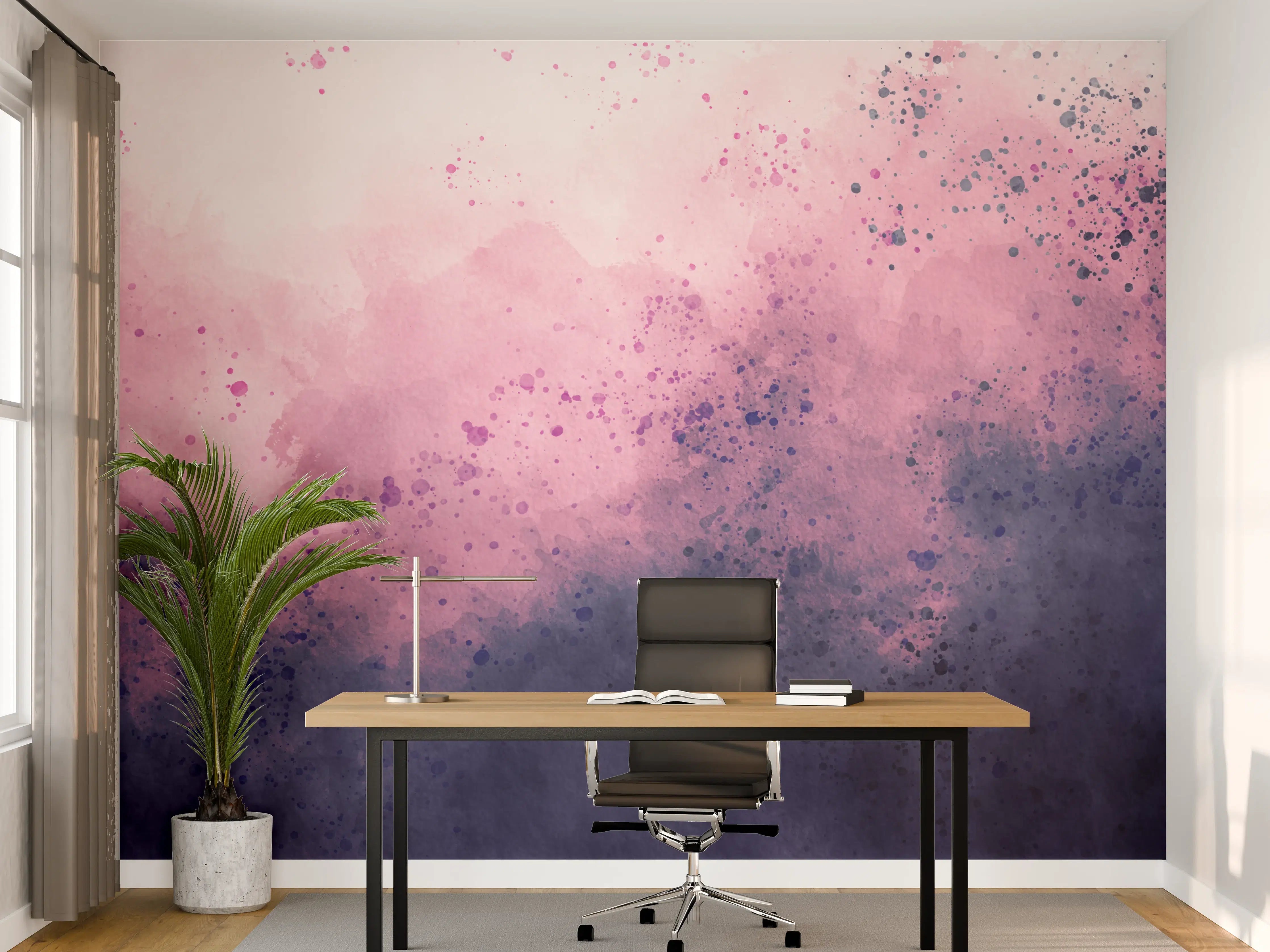 Büro Wandgestaltung - Blaue Lila Aquarell Himmel Textur