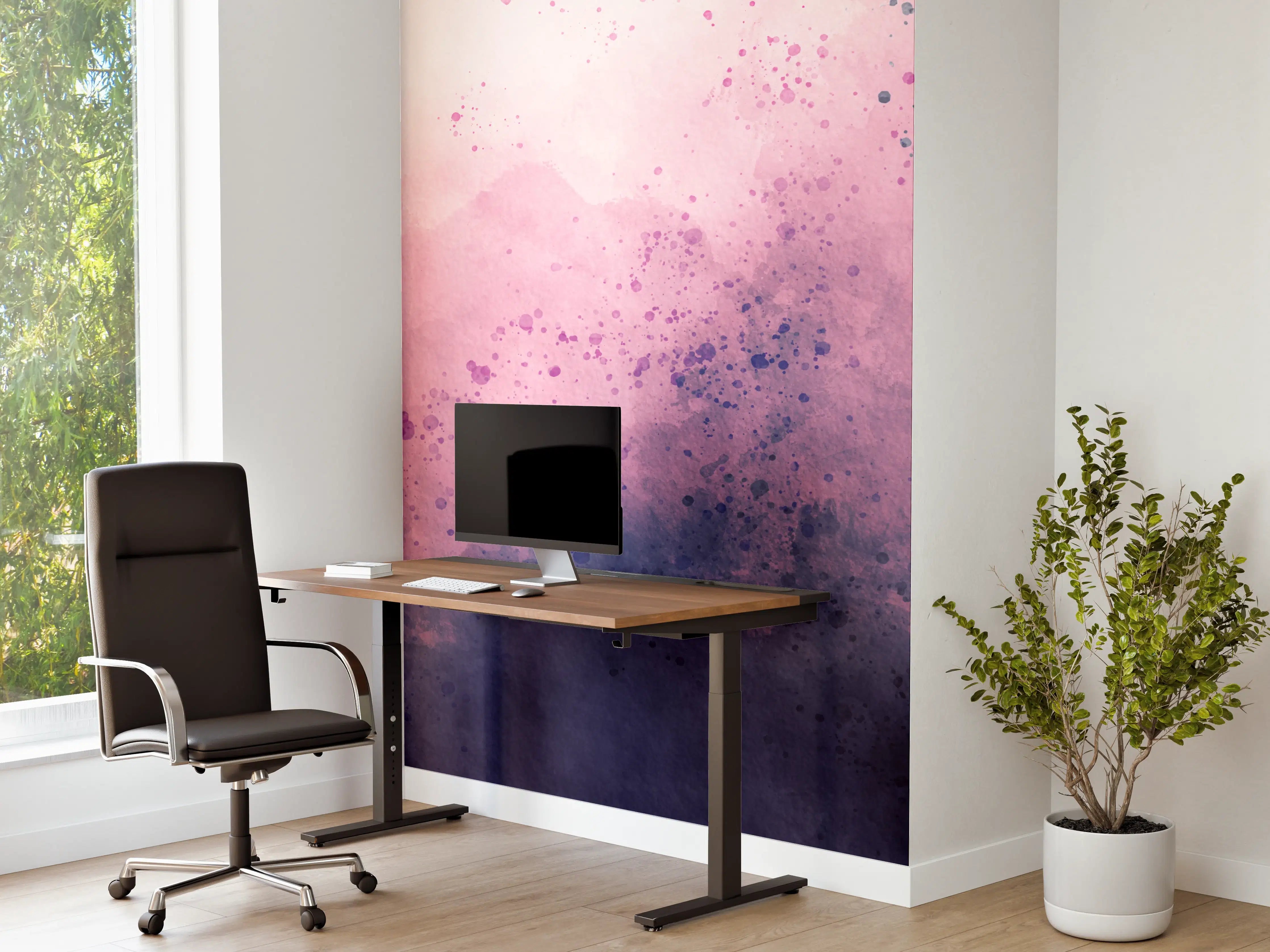 Büro Wandgestaltung - Blaue Lila Aquarell Himmel Textur