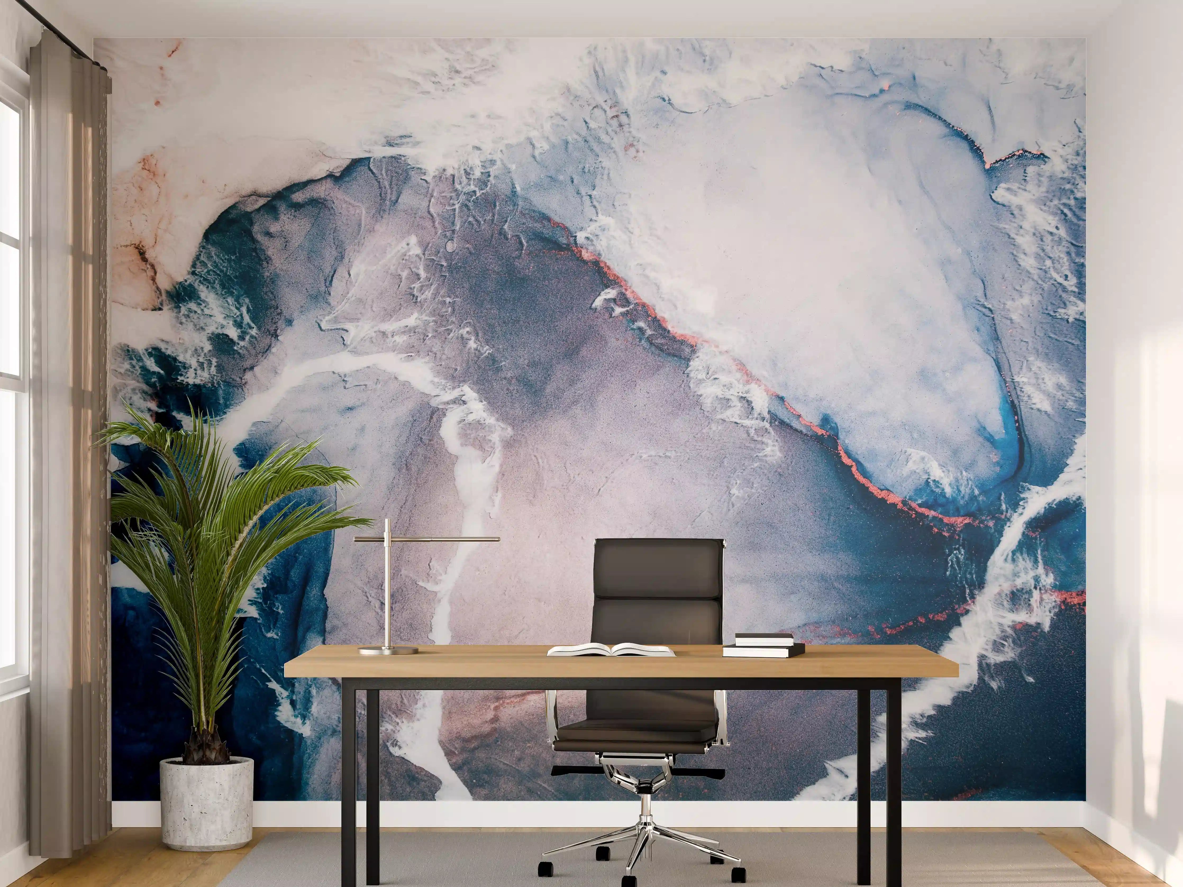 Büro Wandgestaltung - Blaue Marmorwasser Textur