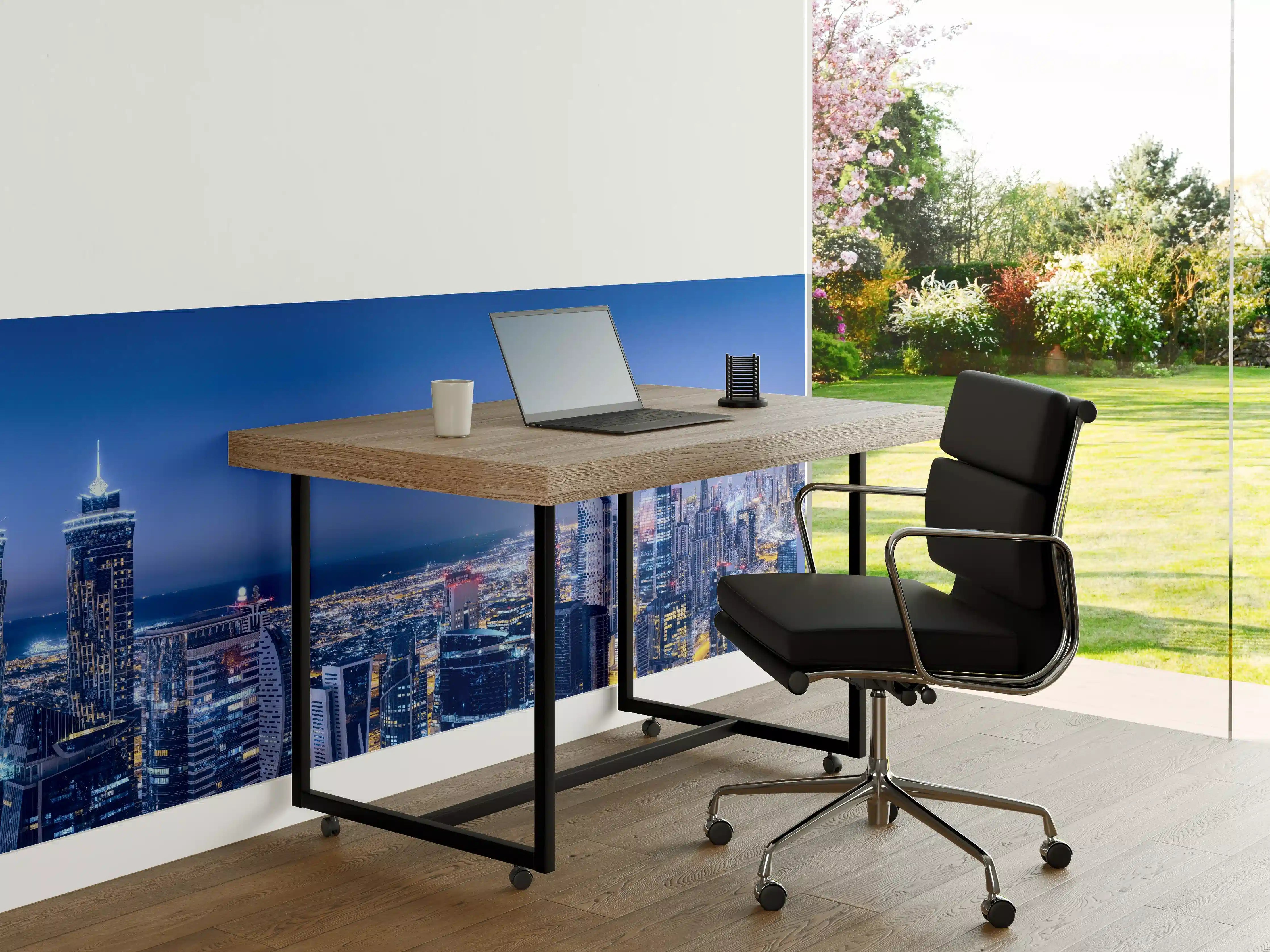 Büro Wandgestaltung - Blaue Skyline bei Nacht