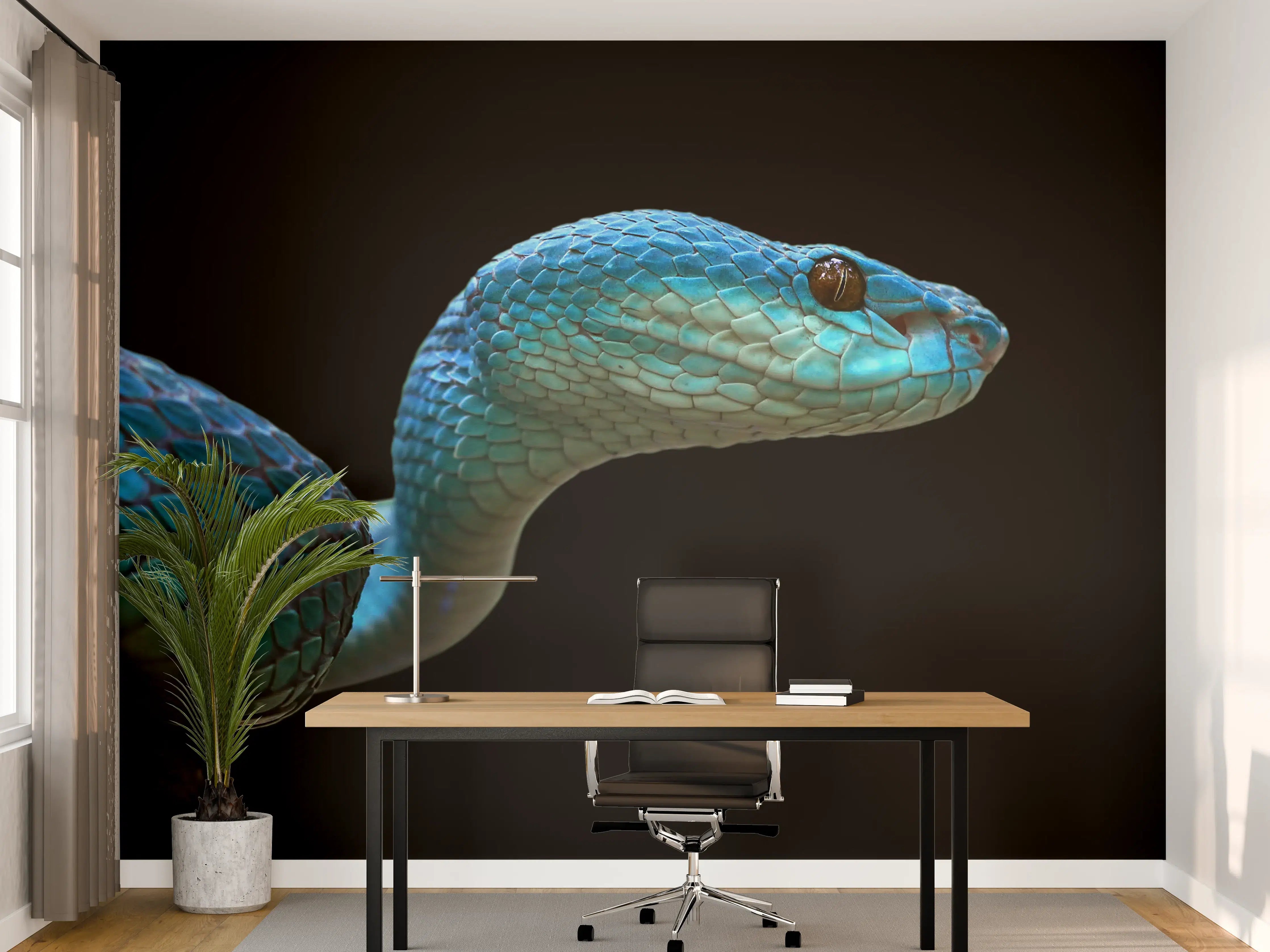 Büro Wandgestaltung - Blaue Vipernschlange Nahaufnahme
