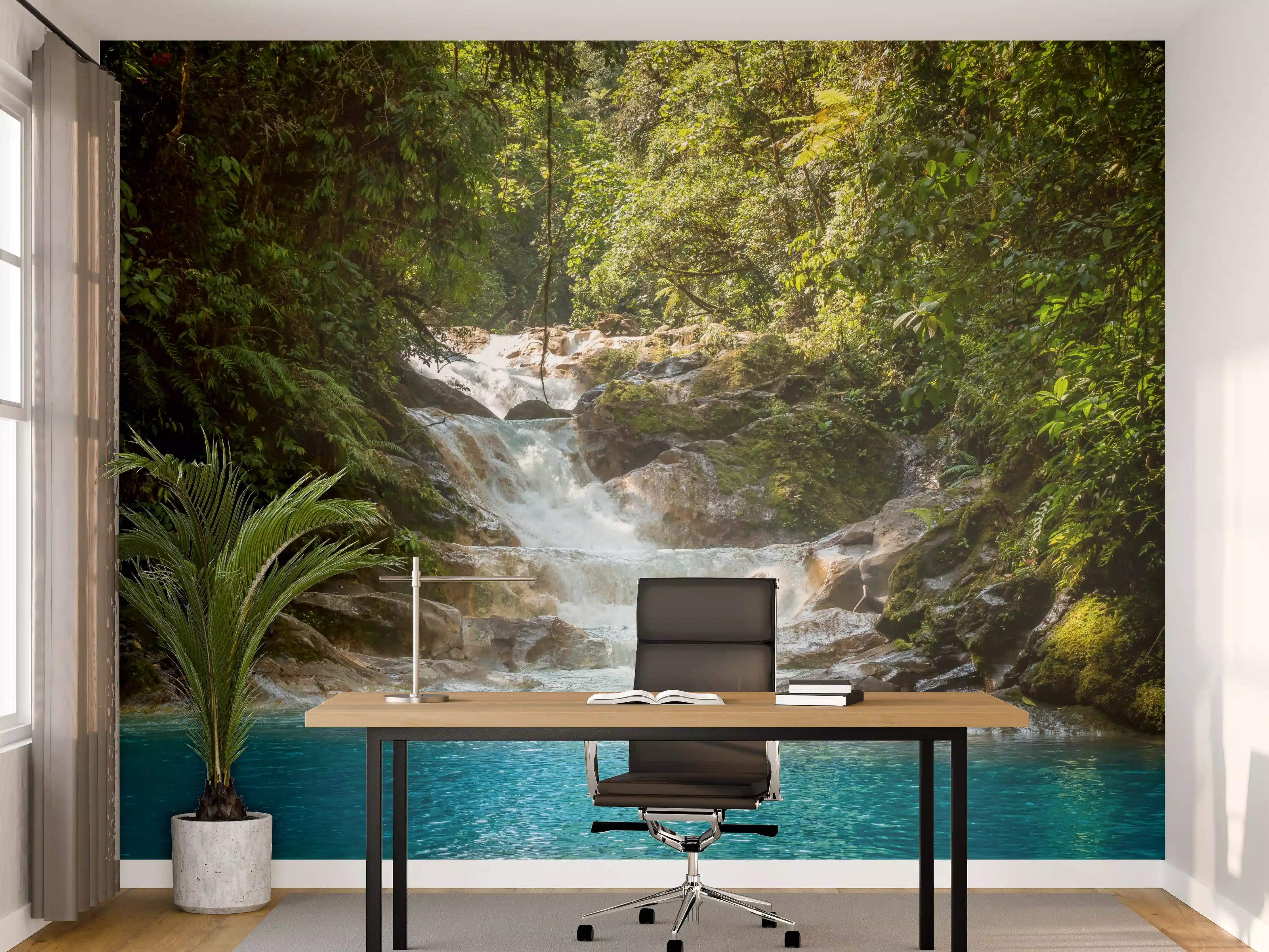 Büro Wandgestaltung - Blauer Costa Rica Wasserfall