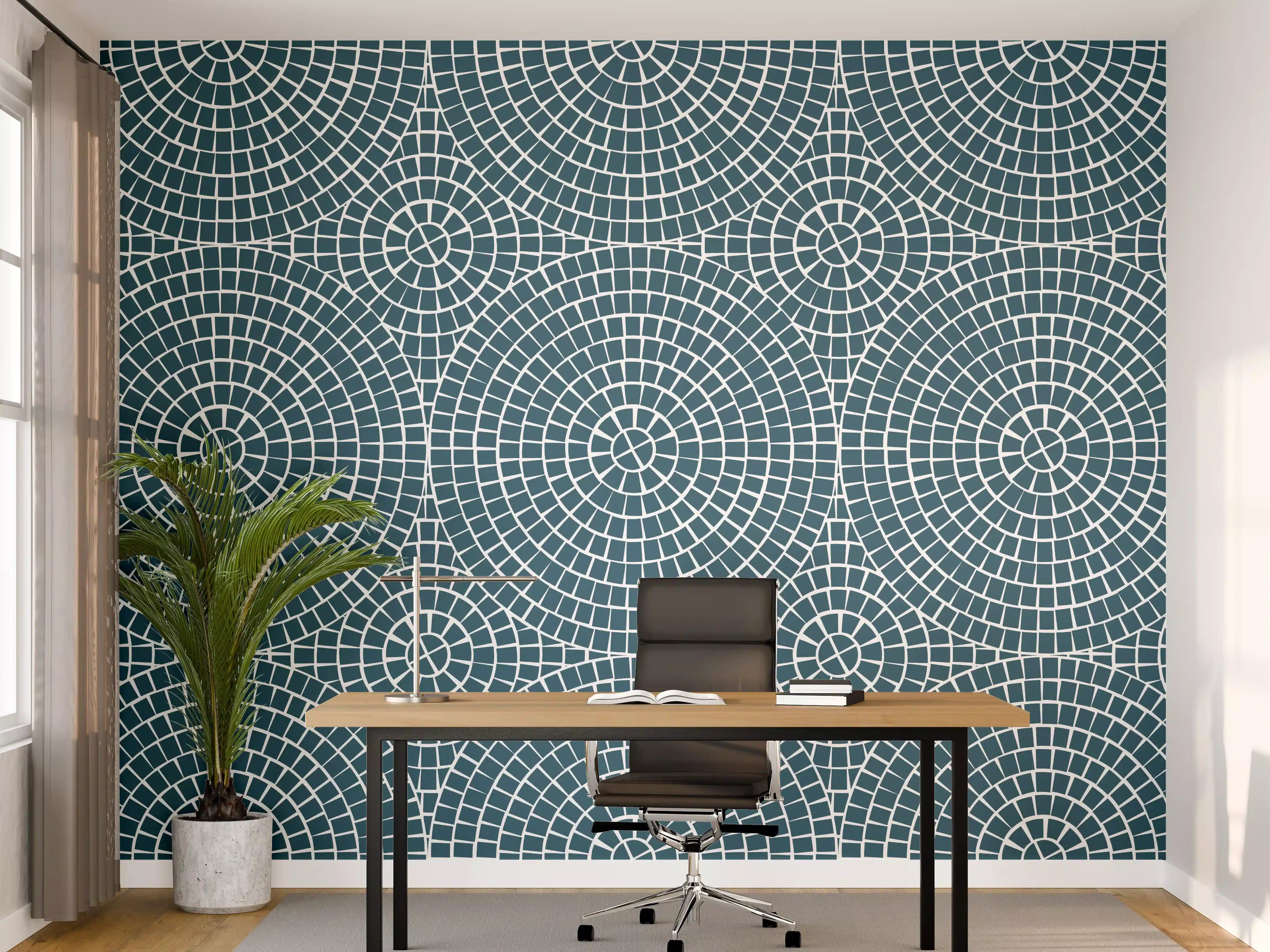 Büro Wandgestaltung - Blauer Mosaikfliesen-Design