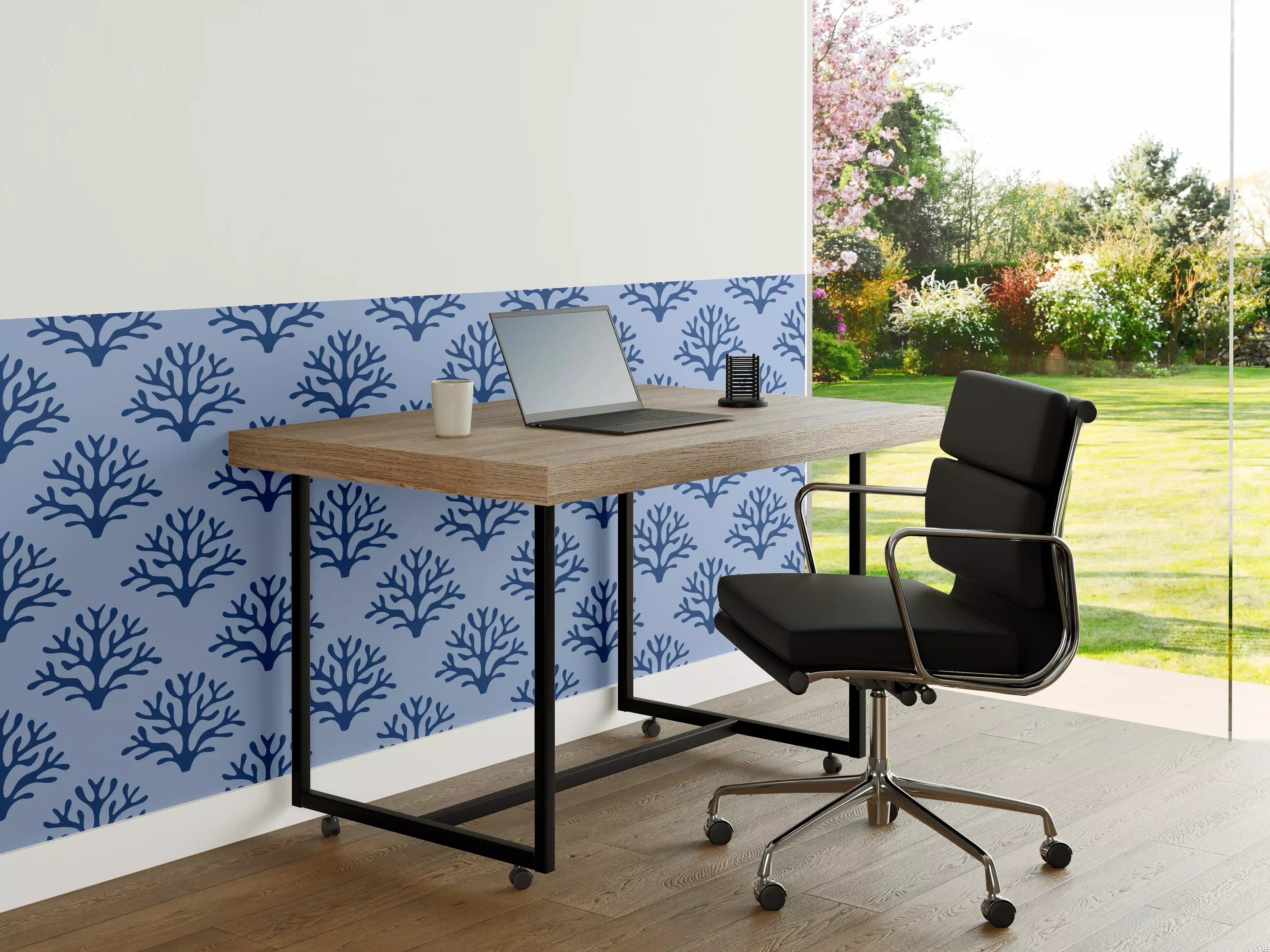 Büro Wandgestaltung - Blaues Korallenmuster Tapete