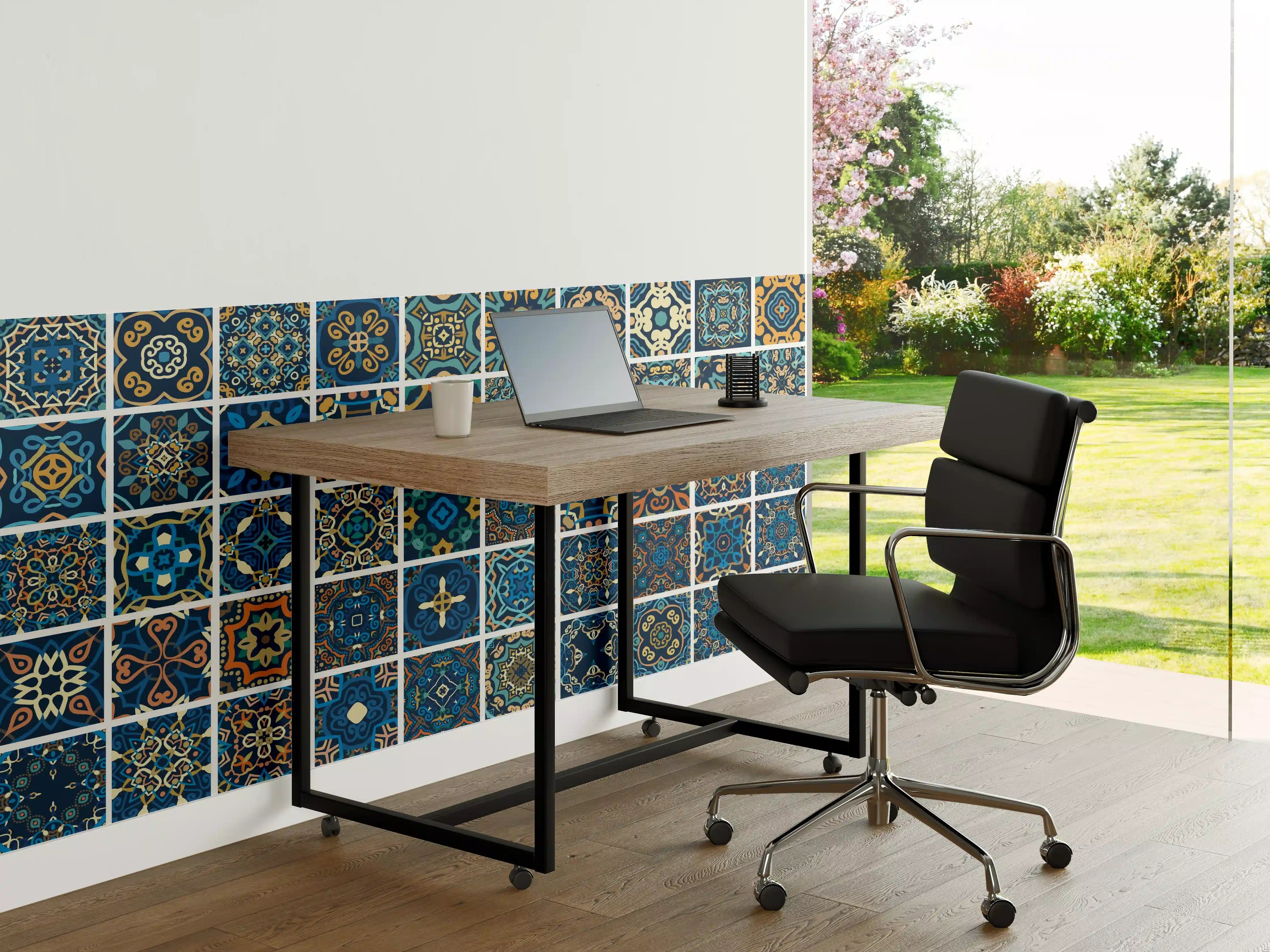 Büro Wandgestaltung - Blaues Orientalisches Fliesenmuster