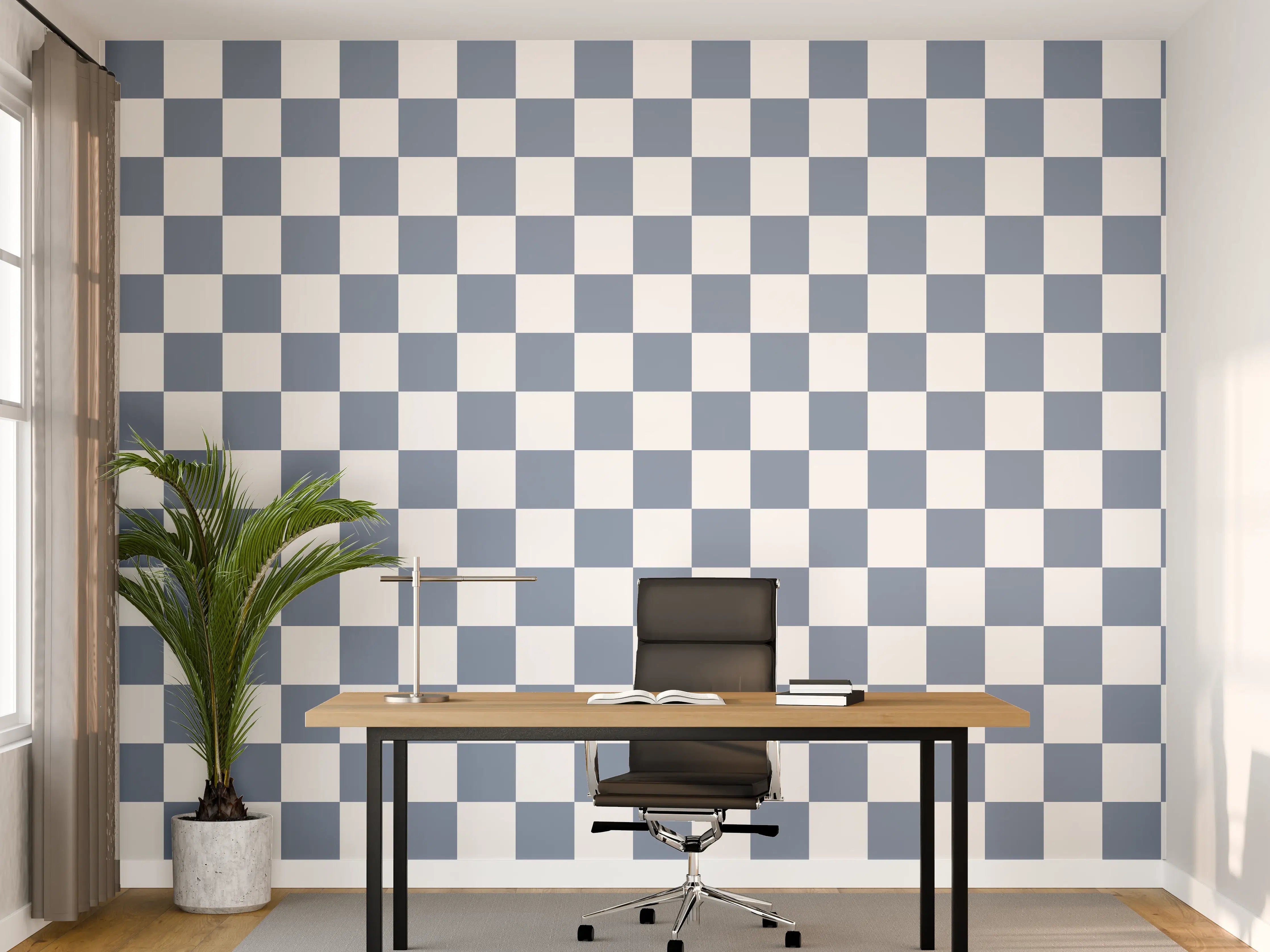 Büro Wandgestaltung - Blaues Retro-Design mit Staubeffekt