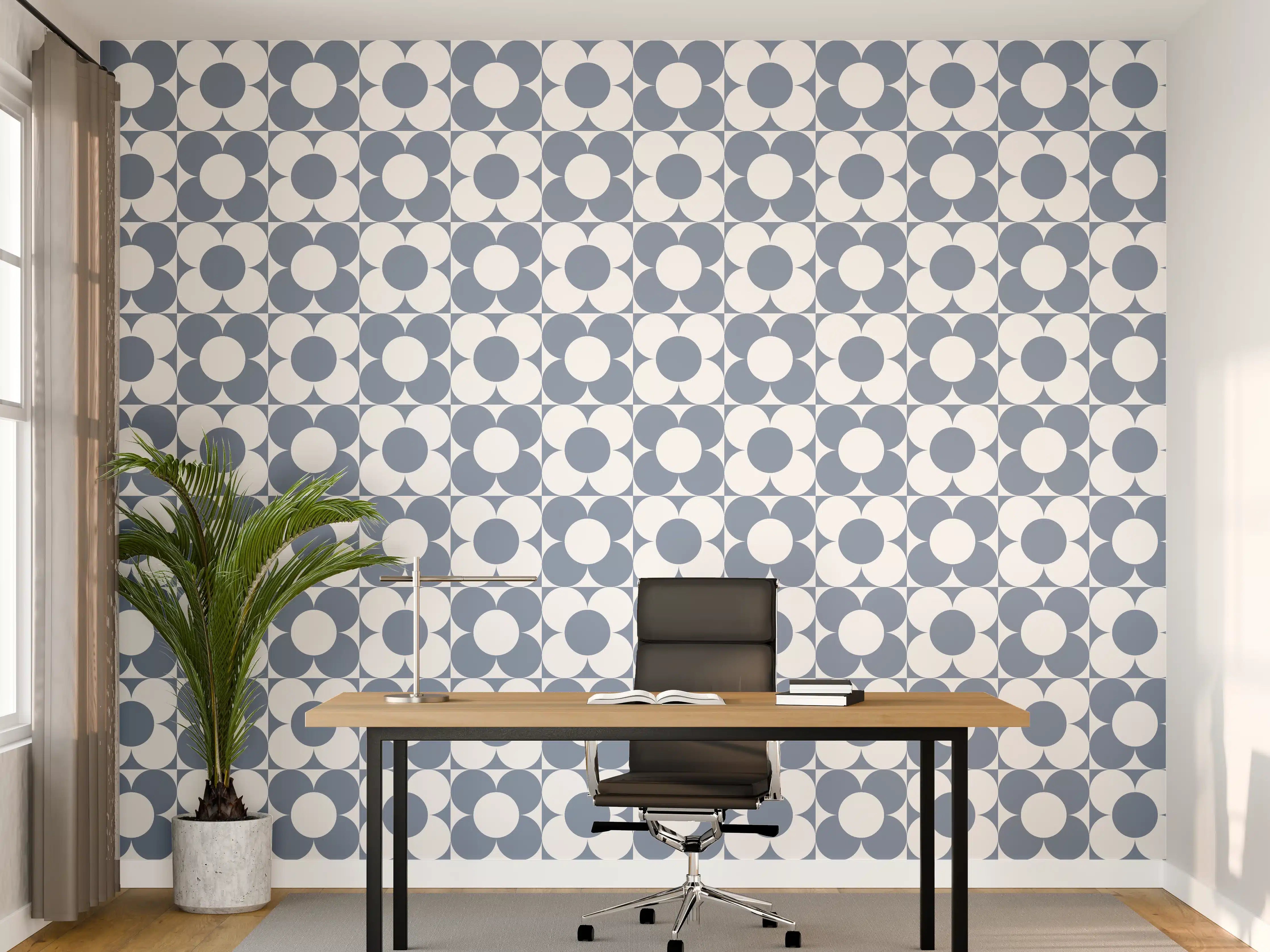 Büro Wandgestaltung - Blaues Retro-Muster