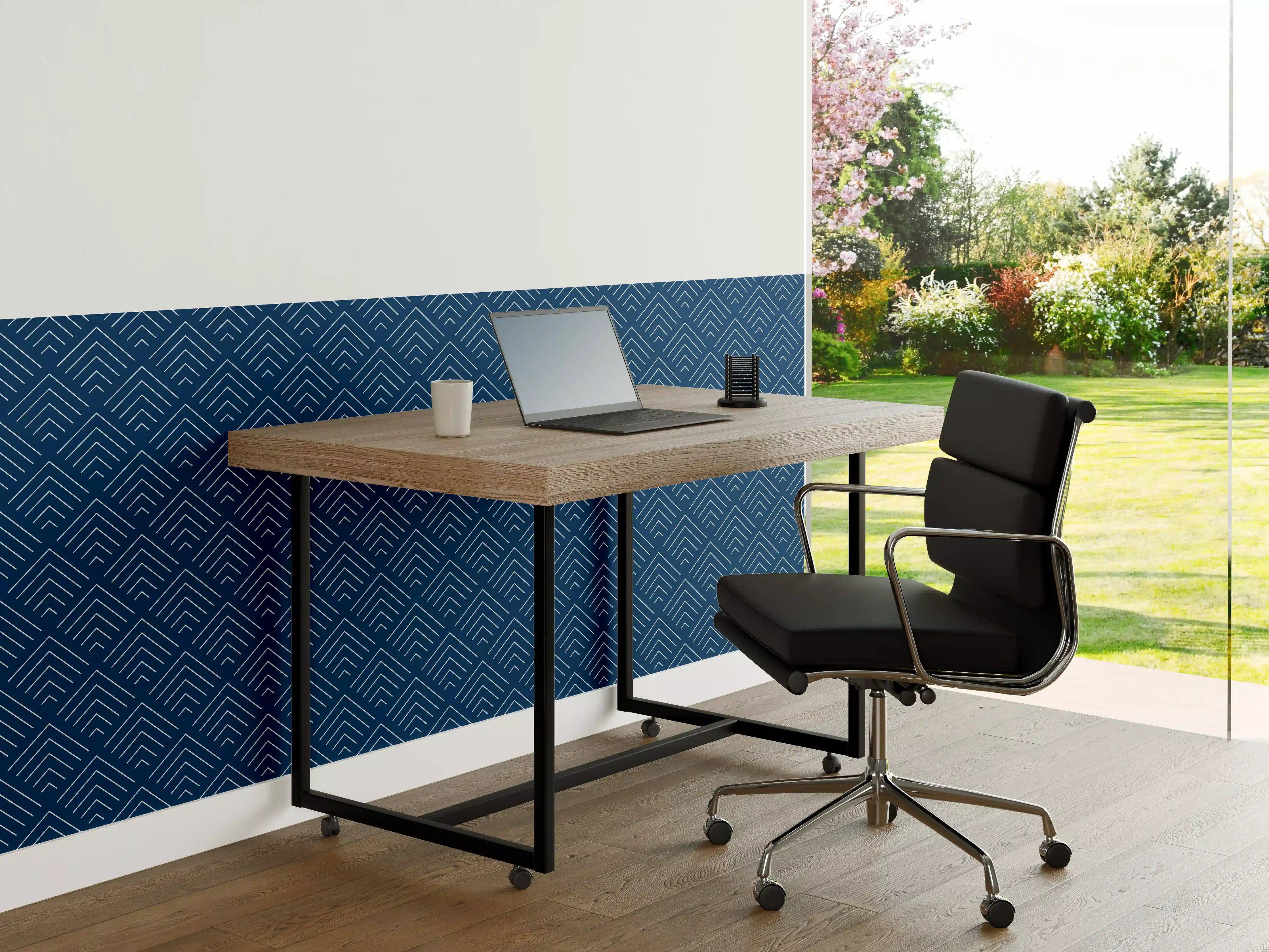 Büro Wandgestaltung - Blaues Symmetrie-Muster