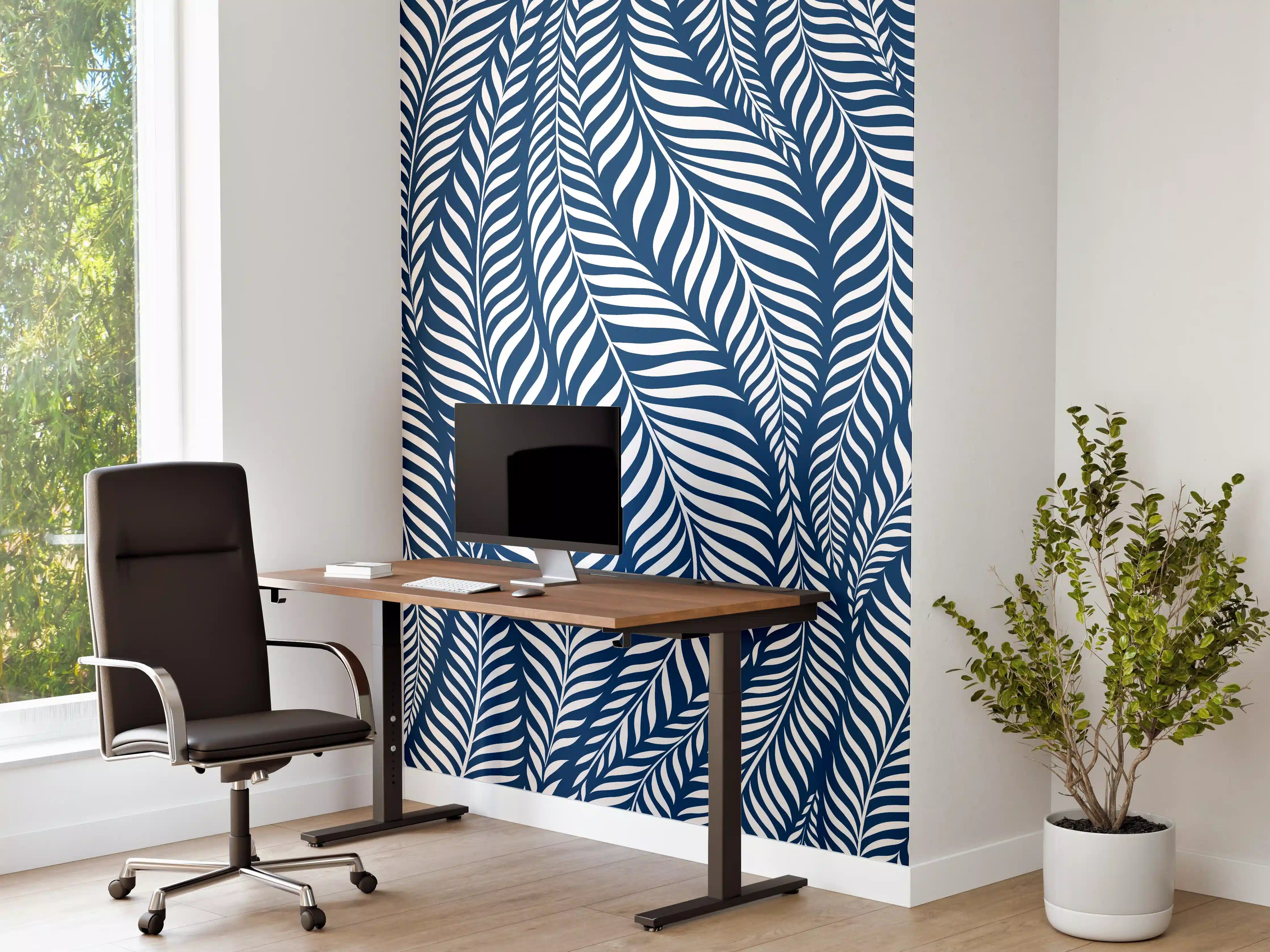 Büro Wandgestaltung - Blaues Wellenmuster