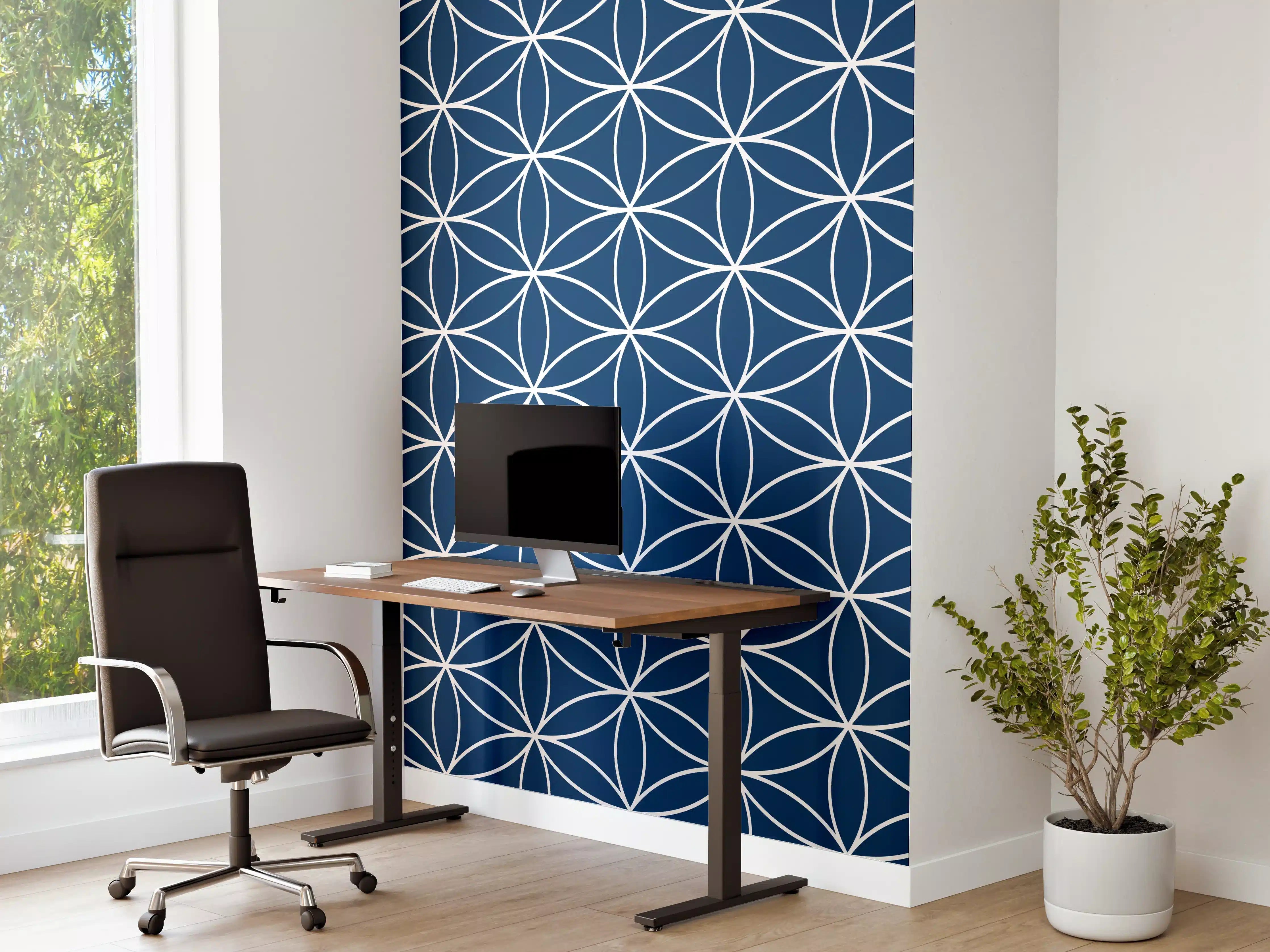 Büro Wandgestaltung - Blaues geometrisches Muster in Raumgestaltung
