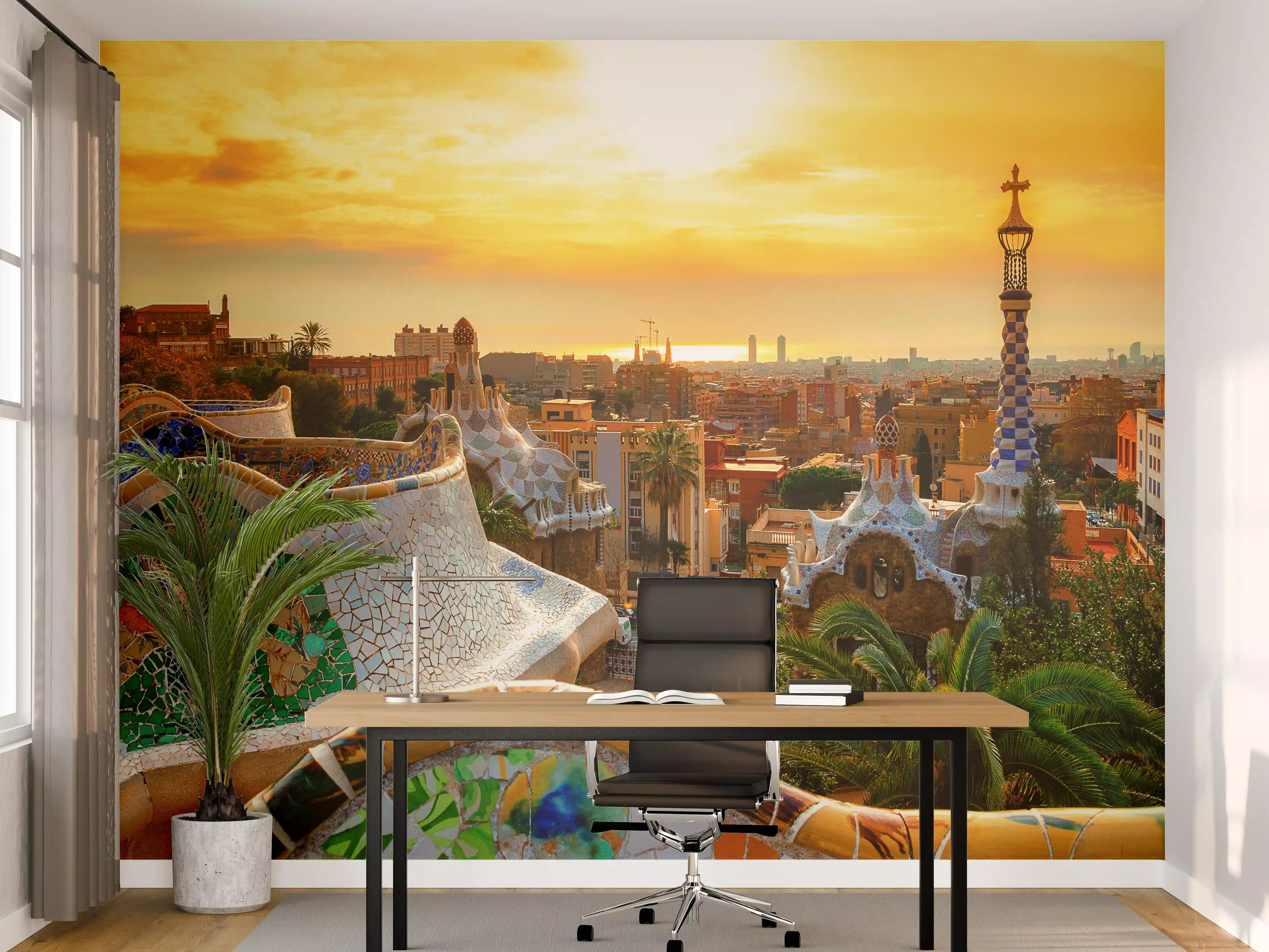 Büro Wandgestaltung - Blick auf Barcelona vom Park Guell