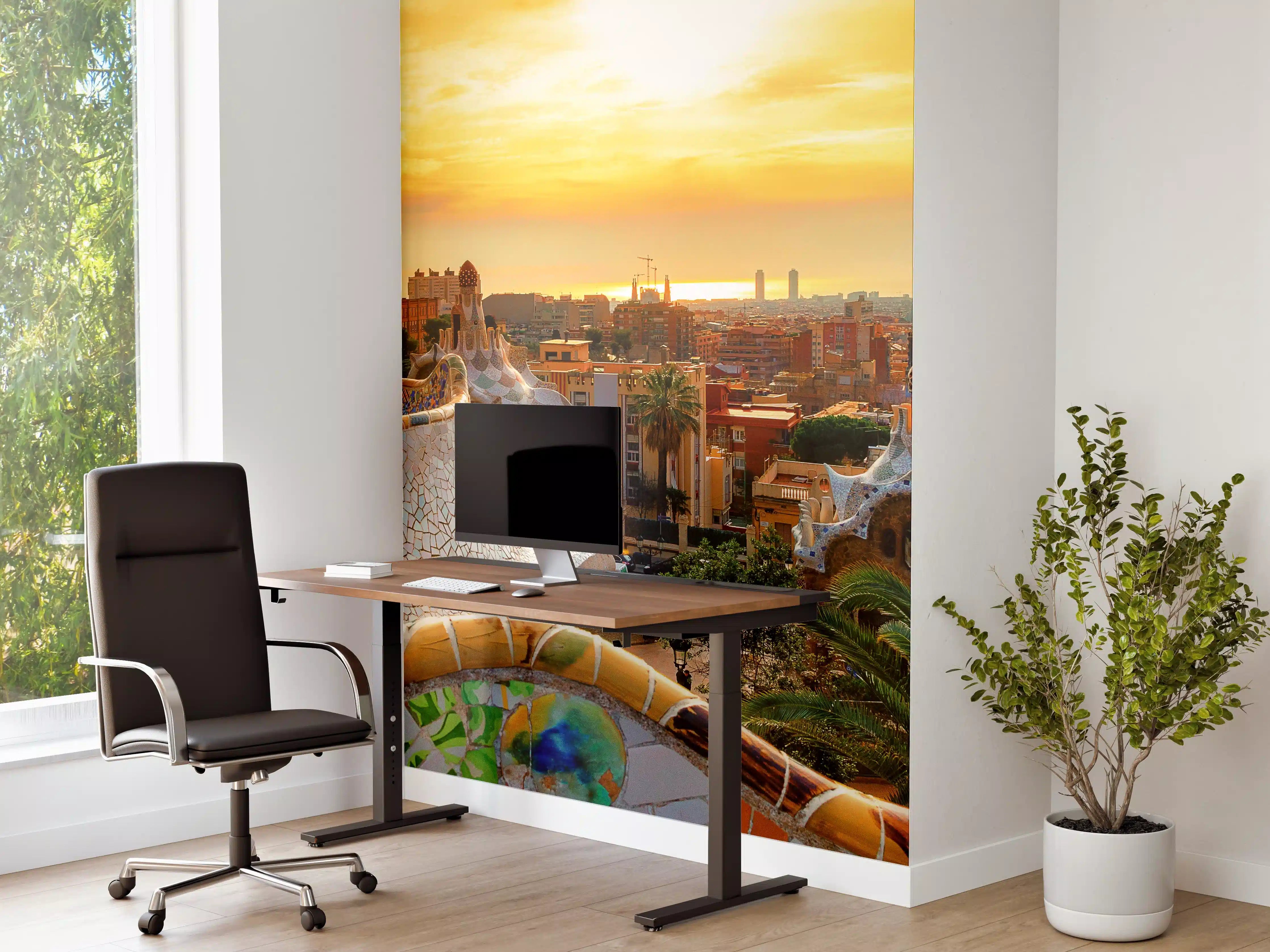 Büro Wandgestaltung - Blick auf Barcelona vom Park Guell