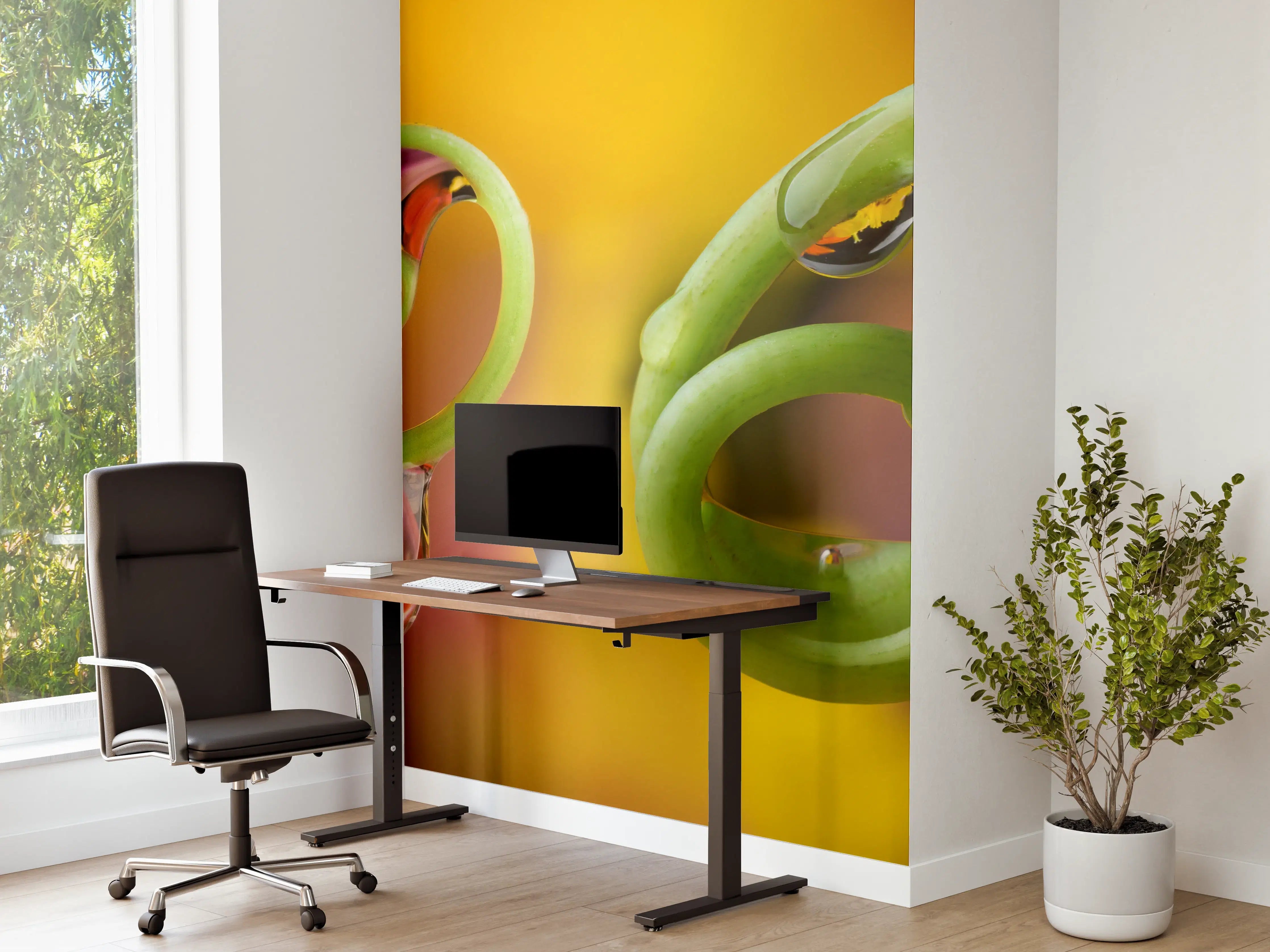 Büro Wandgestaltung - Blume mit abstrakten Tropfen