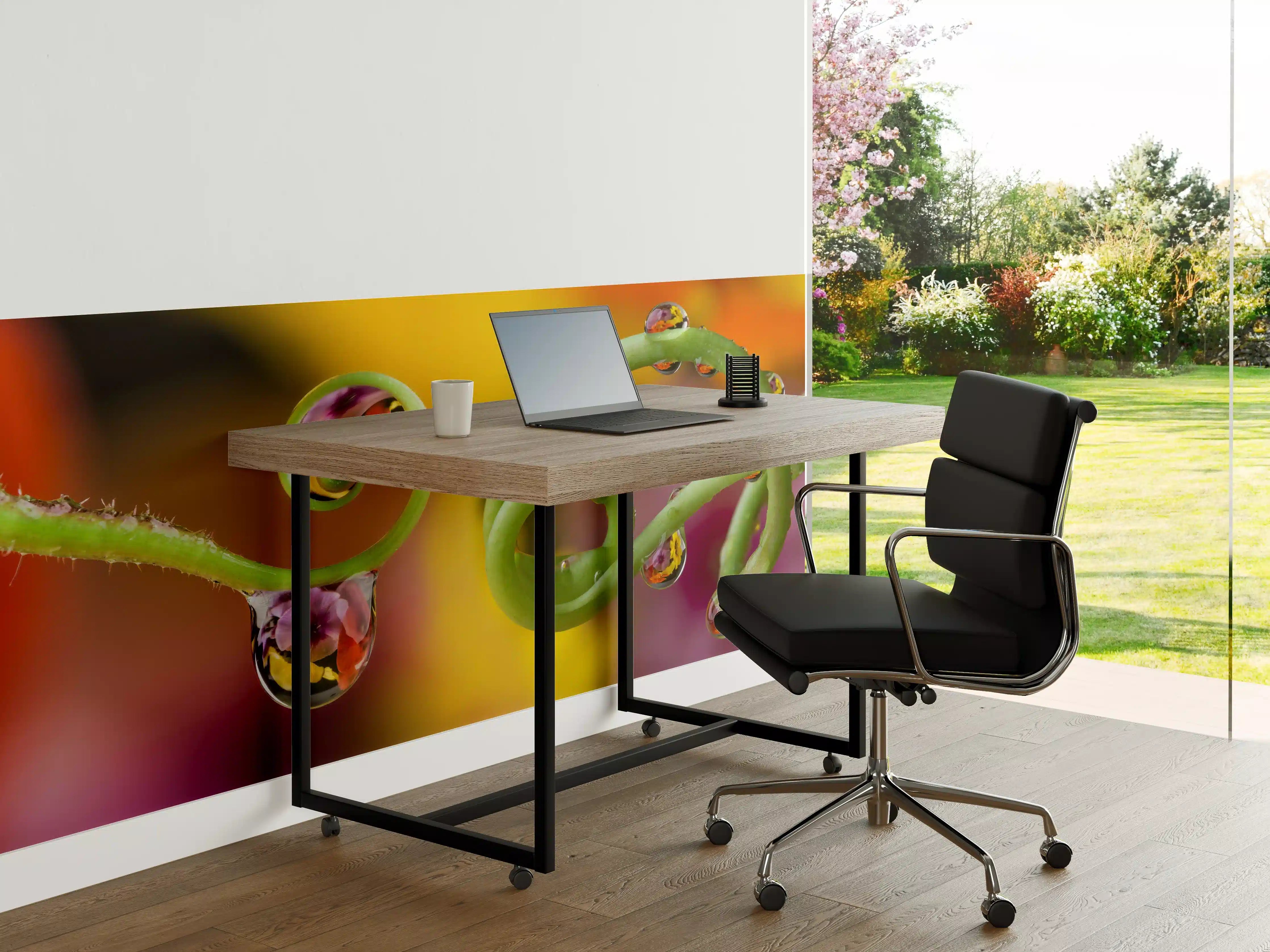Büro Wandgestaltung - Blume mit abstrakten Tropfen