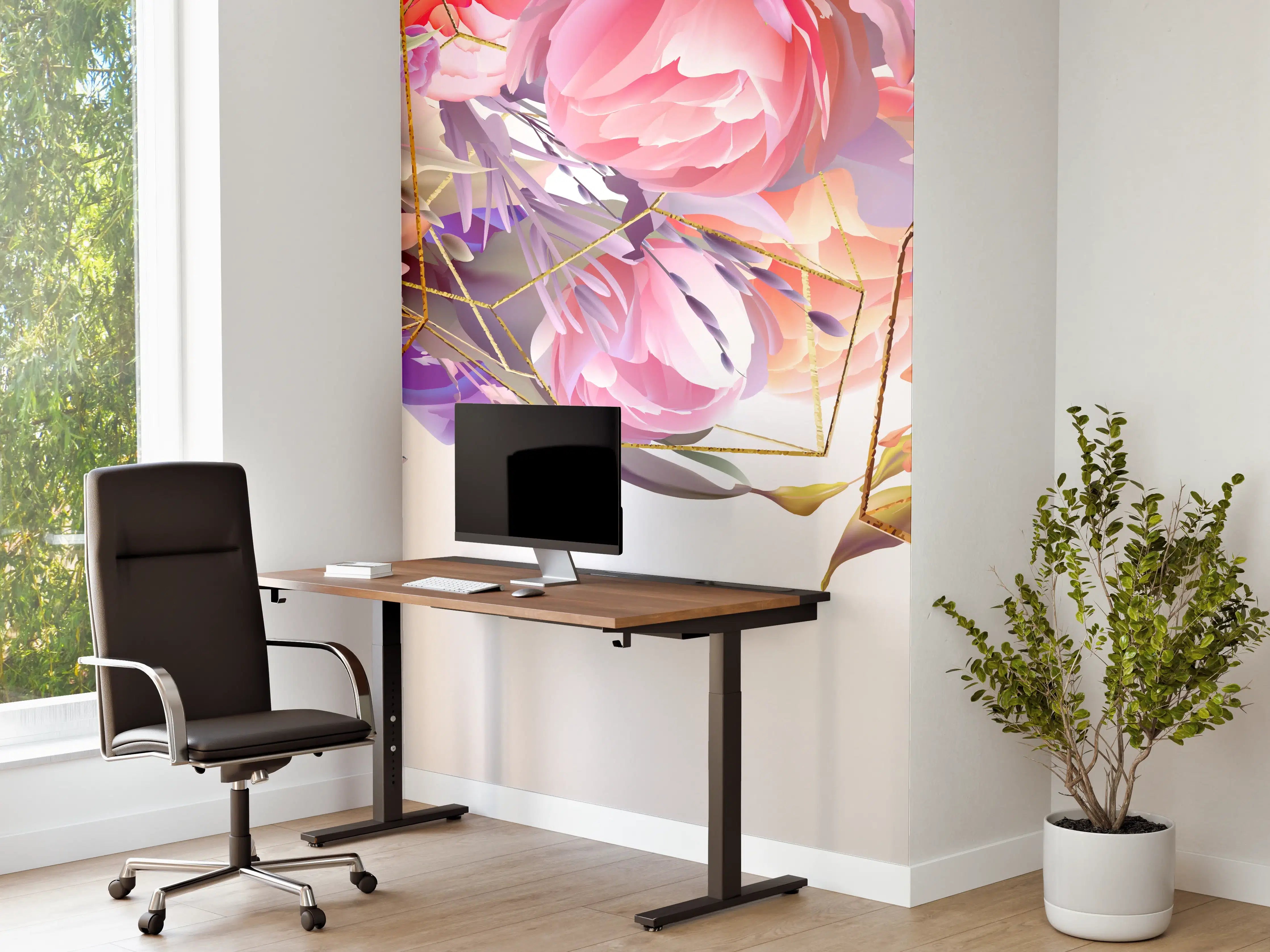 Büro Wandgestaltung - Blumen-Muster Abstrakt Gold