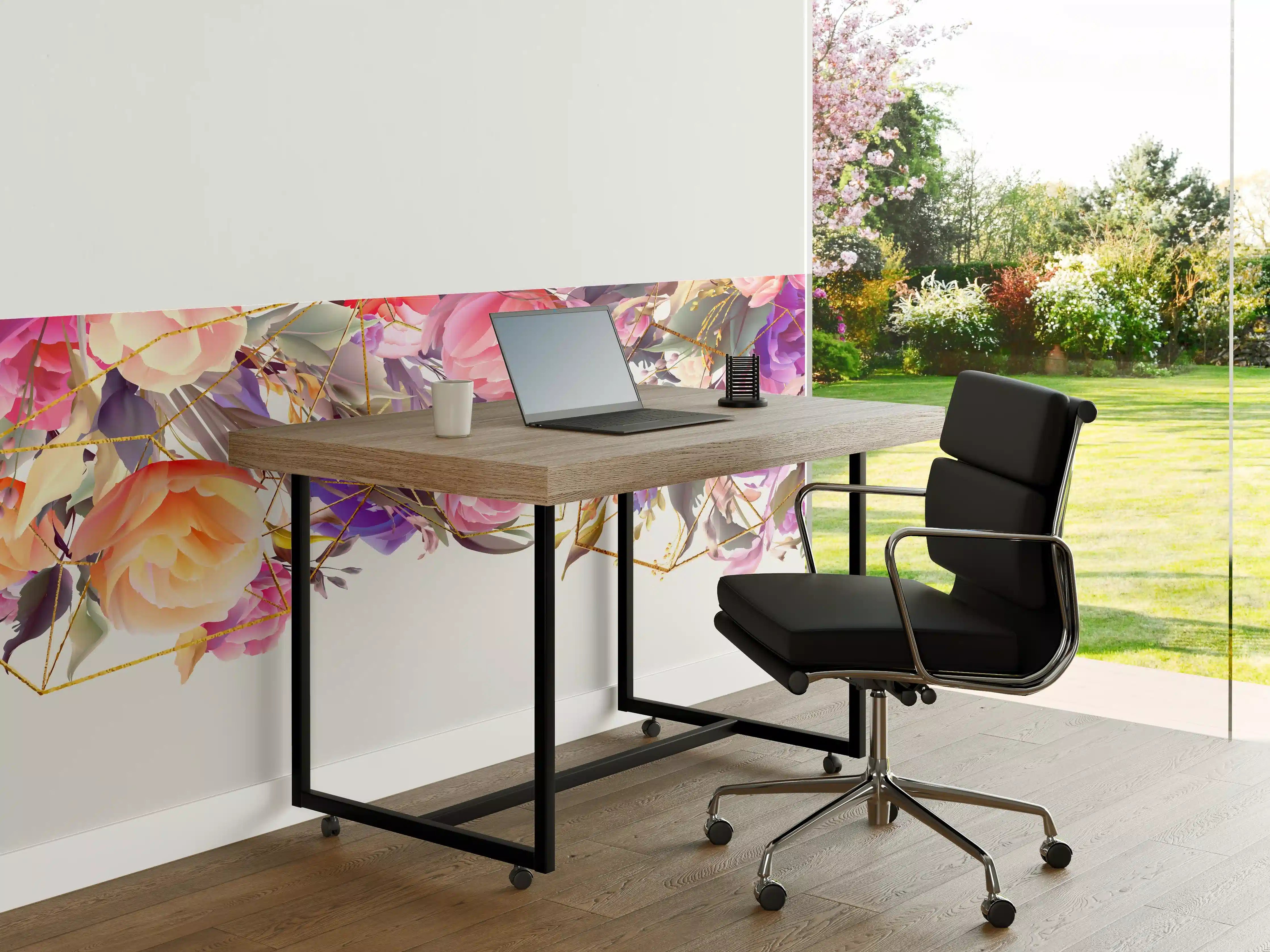 Büro Wandgestaltung - Blumen-Muster Abstrakt Gold
