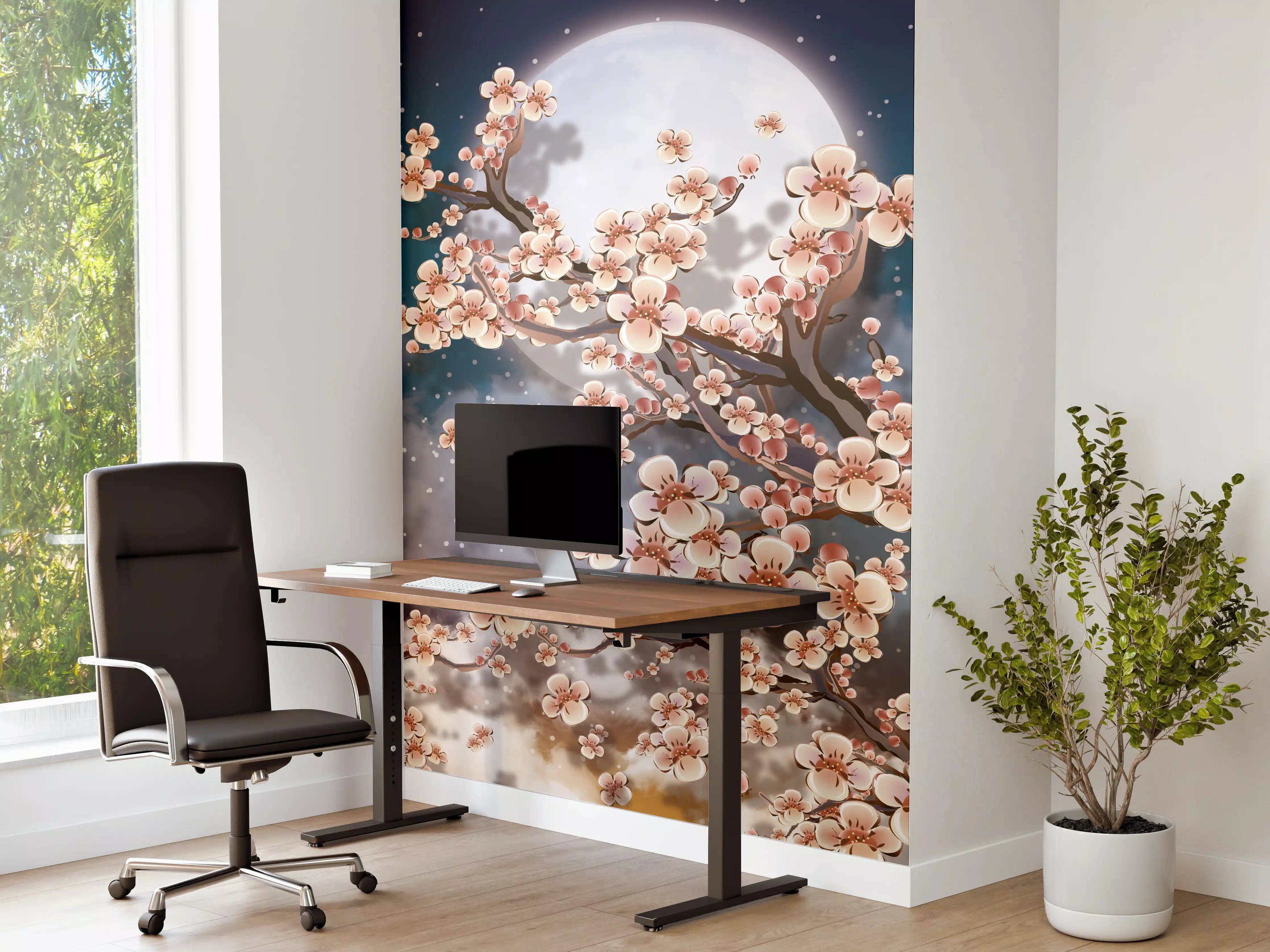 Büro Wandgestaltung - Blumen und Vögel - Floral