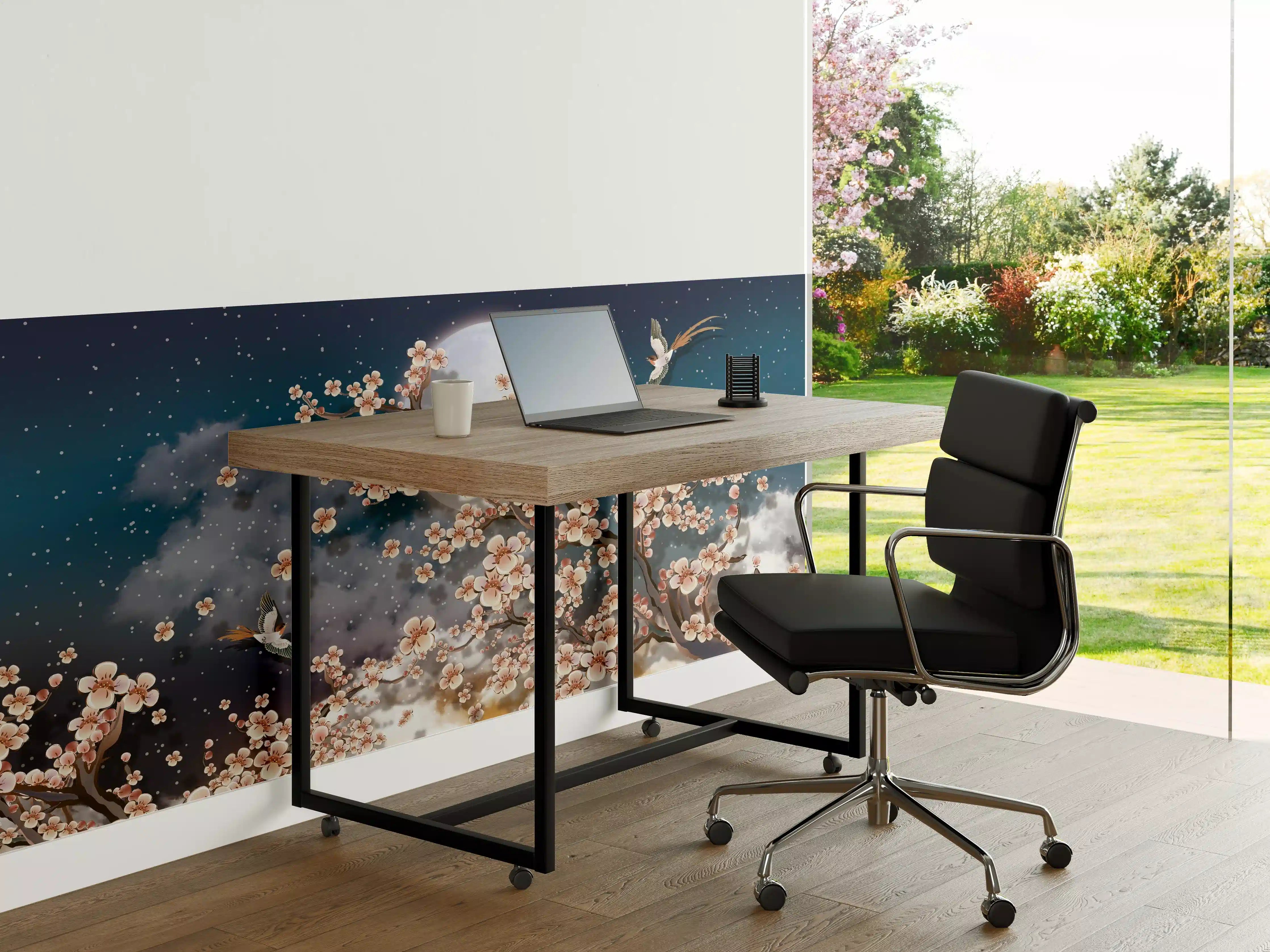 Büro Wandgestaltung - Blumen und Vögel - Floral