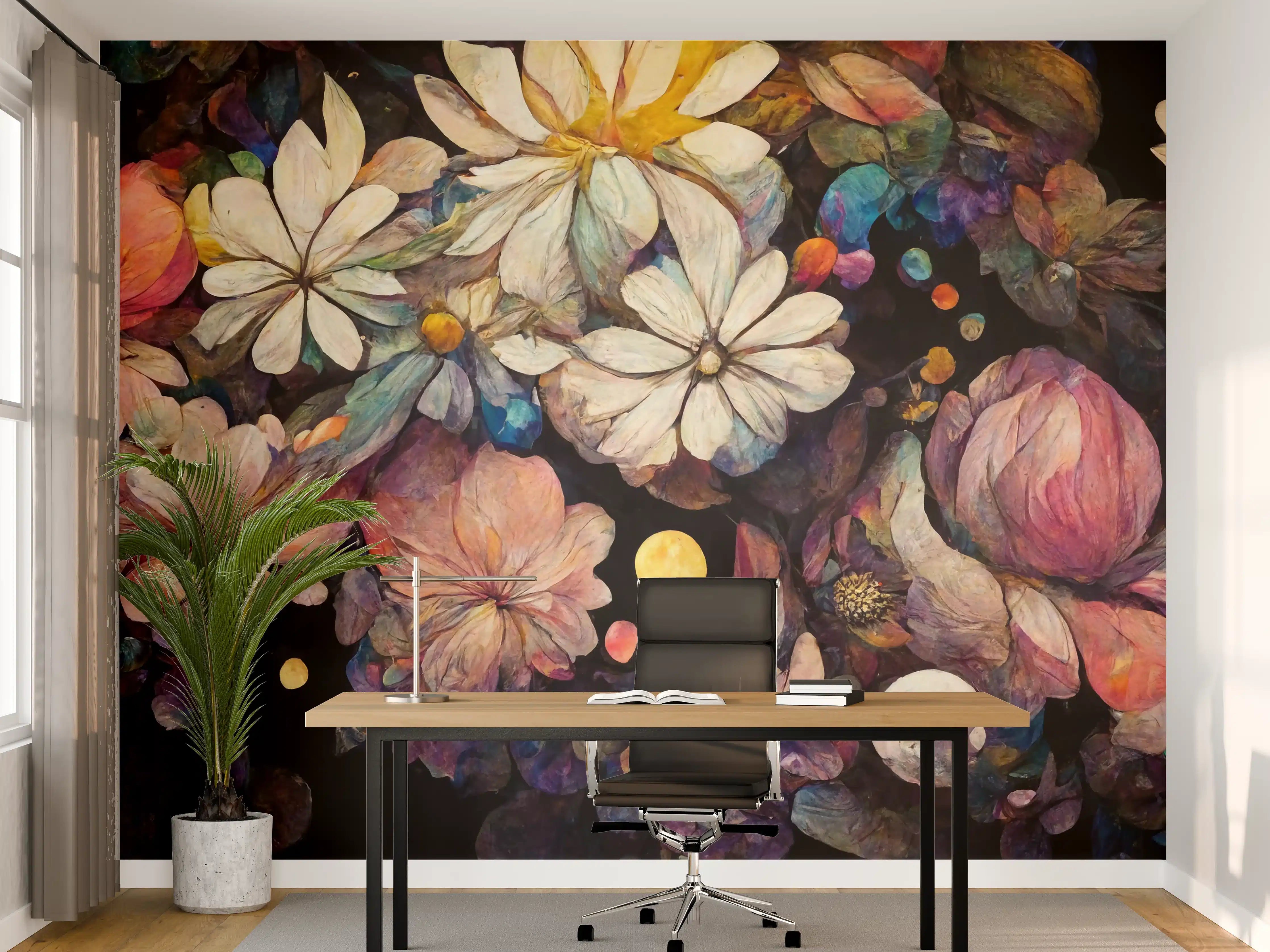 Büro Wandgestaltung - Blumenmeer im bunten Duktus